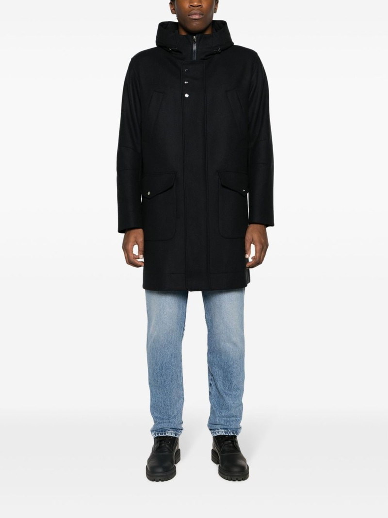 Herno logo-plaque fine-ribbed parka coat outlook