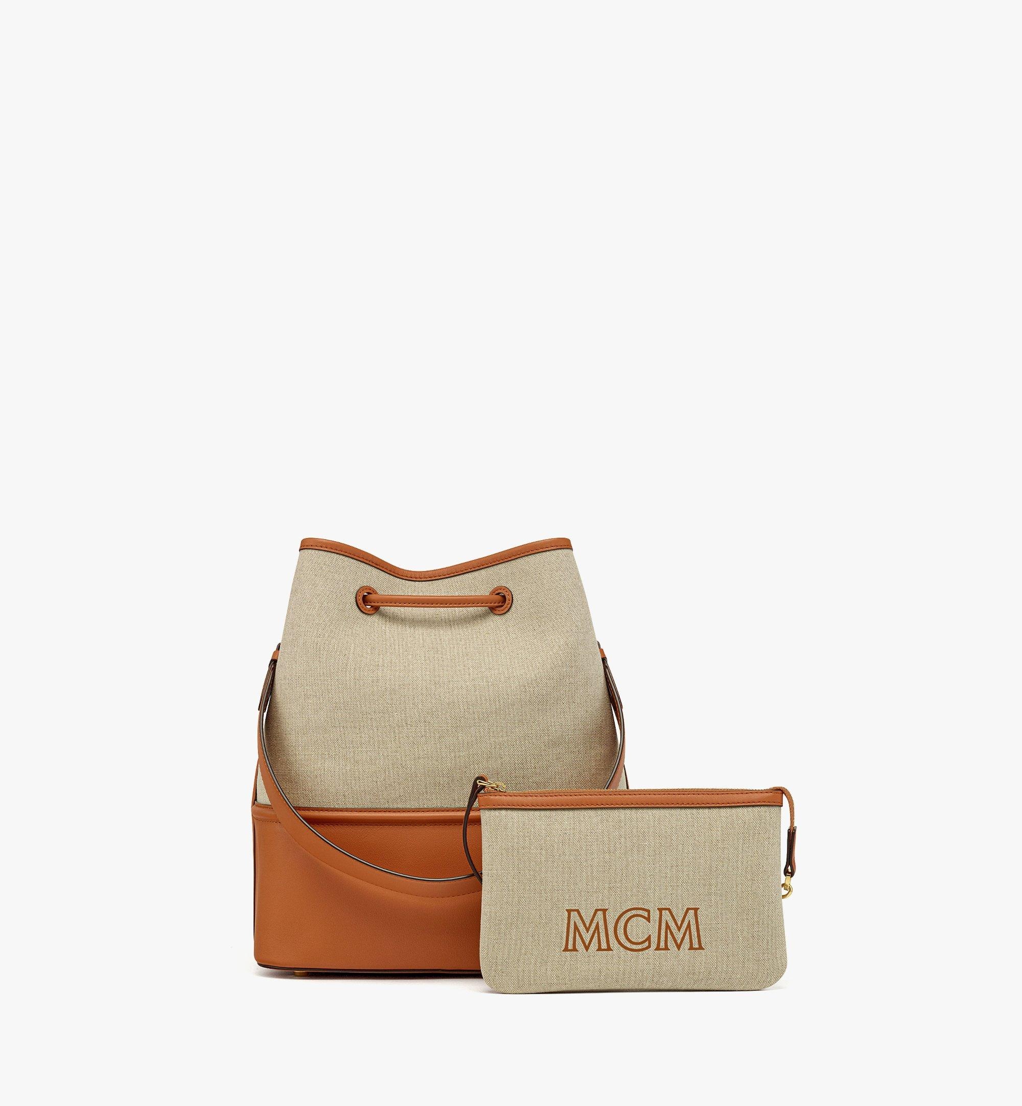 MCM Aren Drawstring Bag in Linen Leather Mix | REVERSIBLE