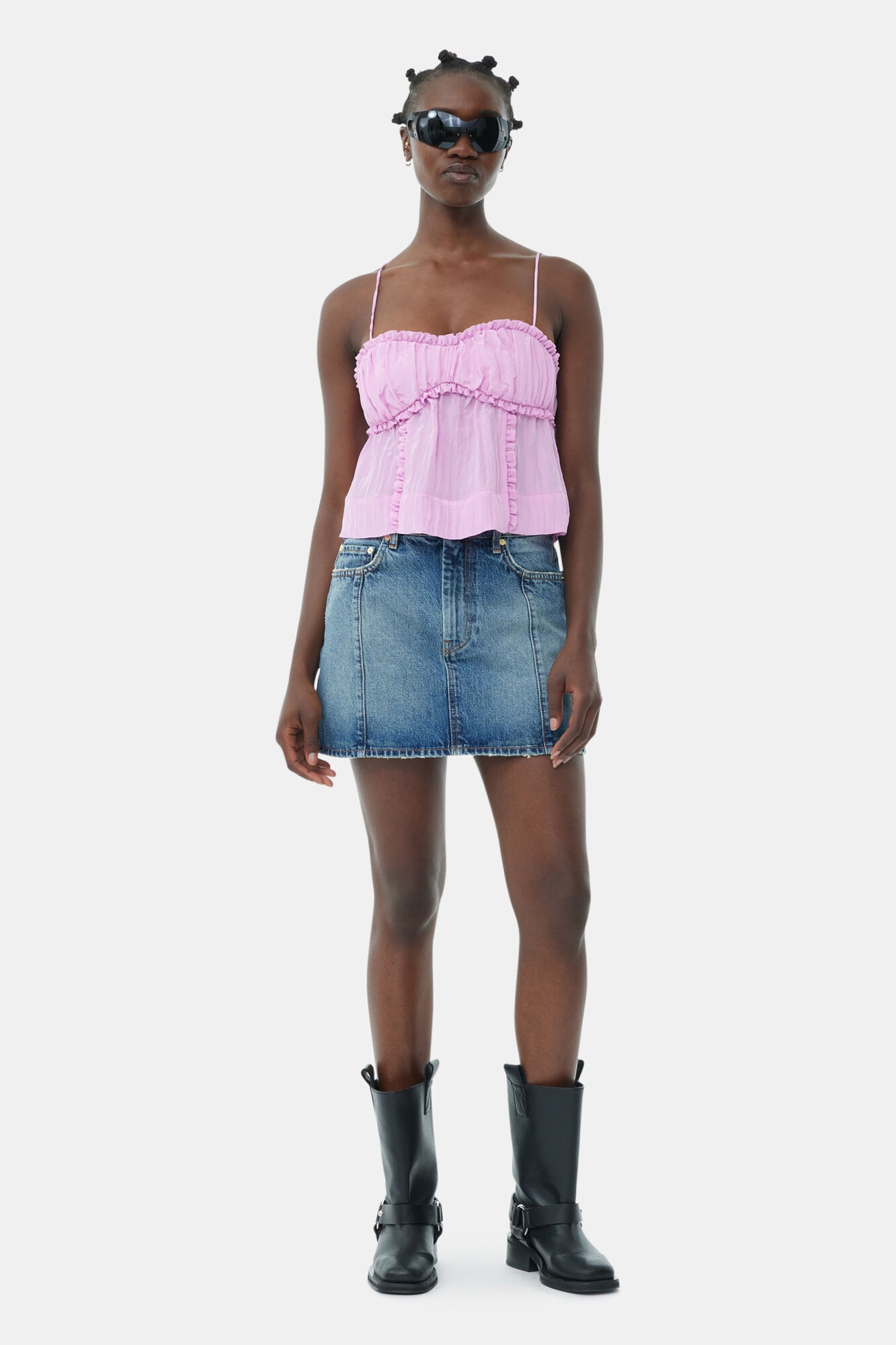 PINK SHINY TECH STRAP TOP - 2