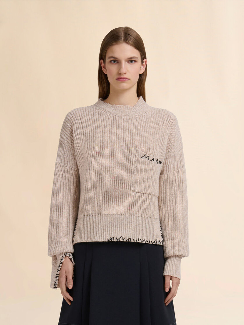 Marni OAT MOULINÉ WOOL SWEATER WITH MARNI MENDING outlook