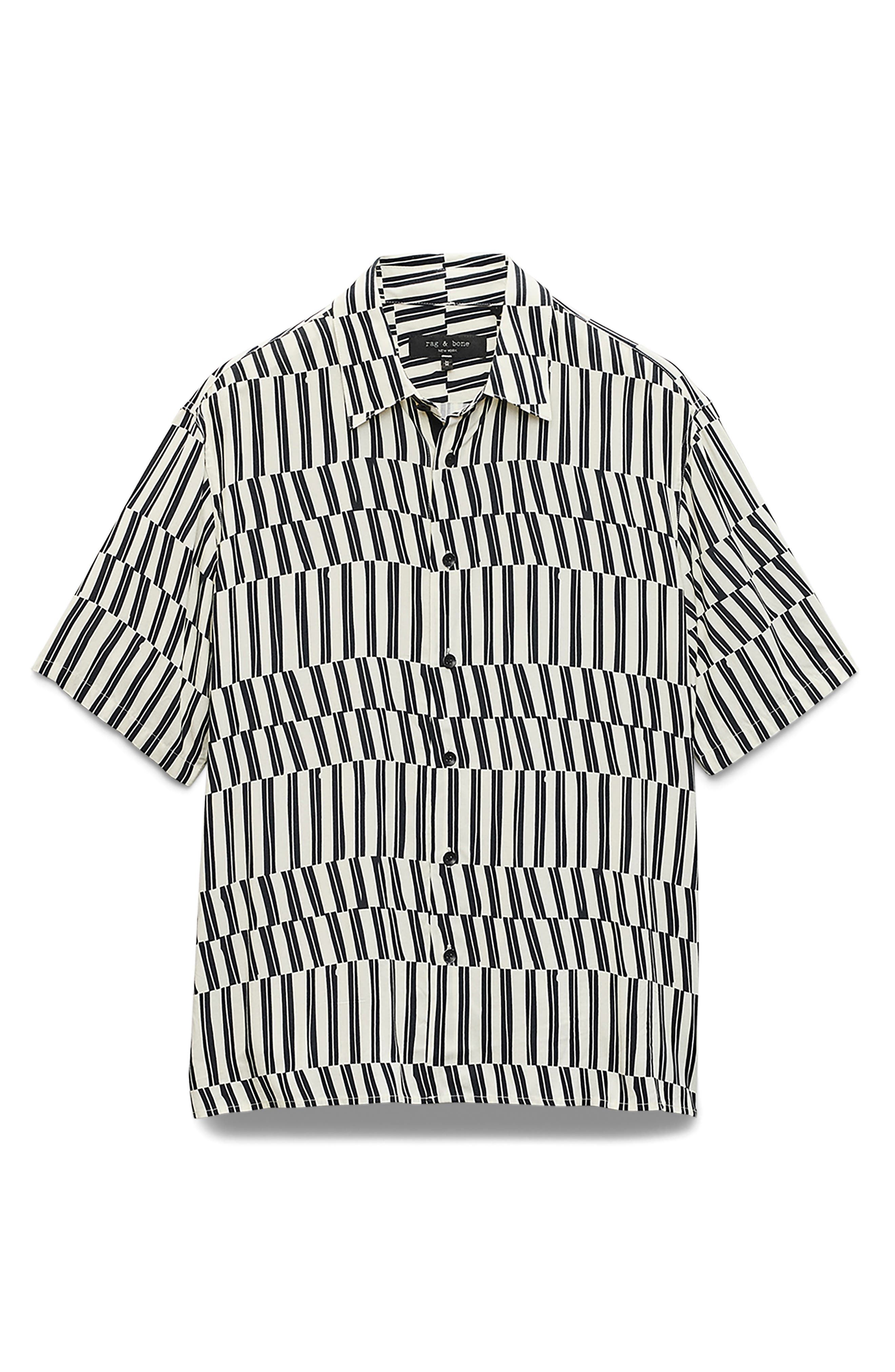 rag & bone Dalton Print Short Sleeve Button-Up Shirt in Blue/White Joff Print at Nordstrom - 4