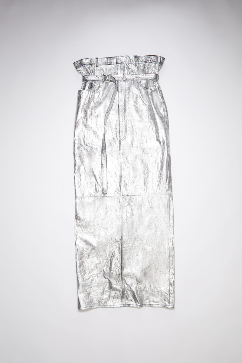 High waist leather maxi skirt - Silver 8
