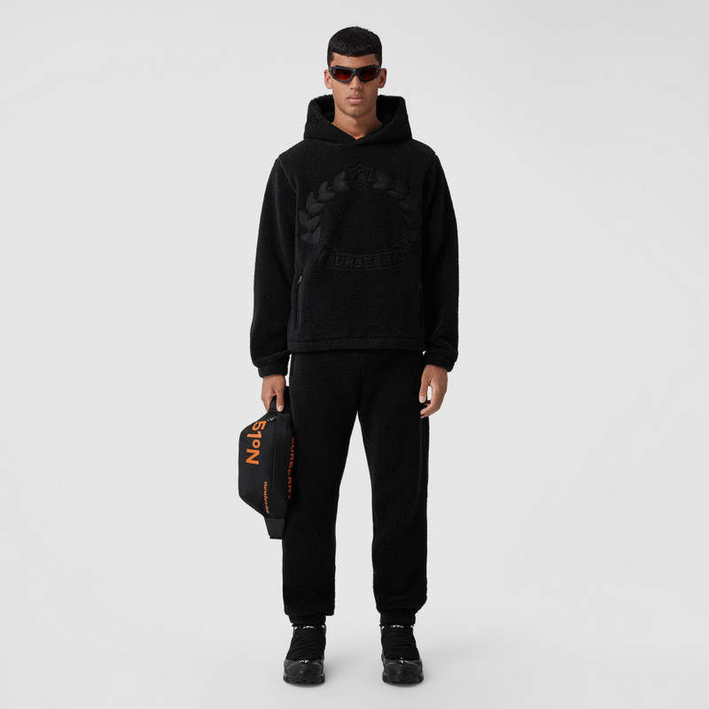 Burberry Embroidered Oak Leaf Crest Fleece Hoodie outlook