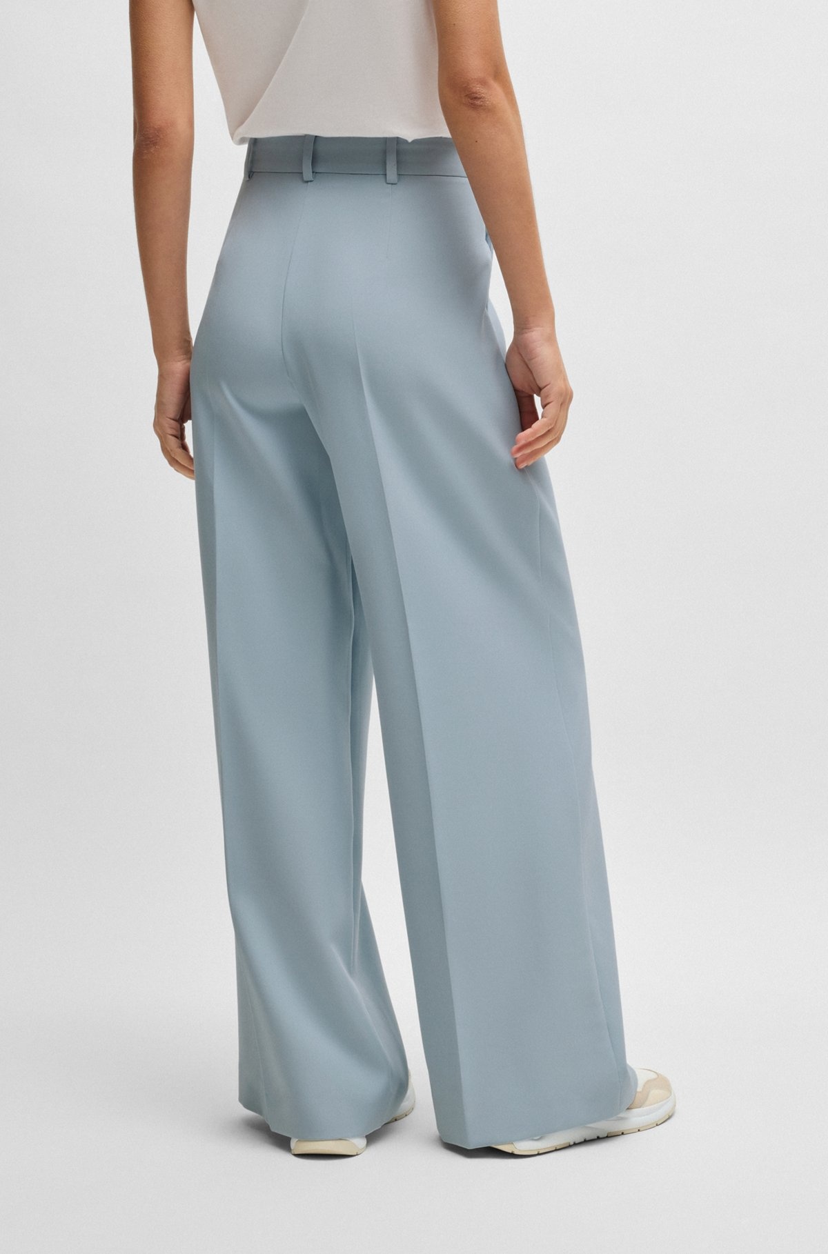 WIDE-LEG TROUSERS IN STRETCH FABRIC - 4