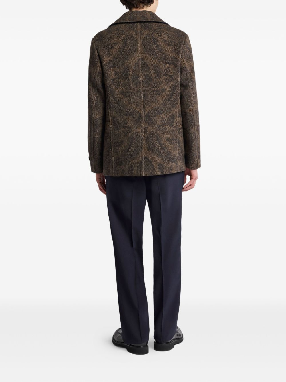 paisley herringbone peacoat - 3