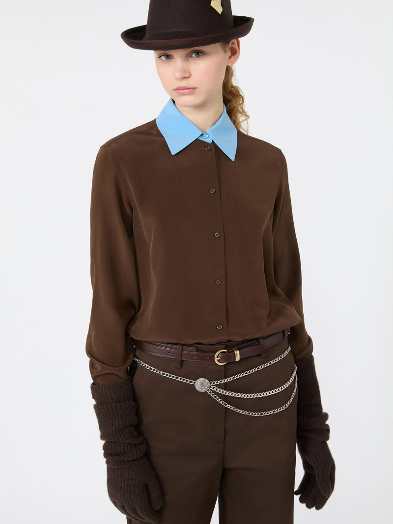 WKSECCELSO Silk crepe de chine shirt - BROWN 5