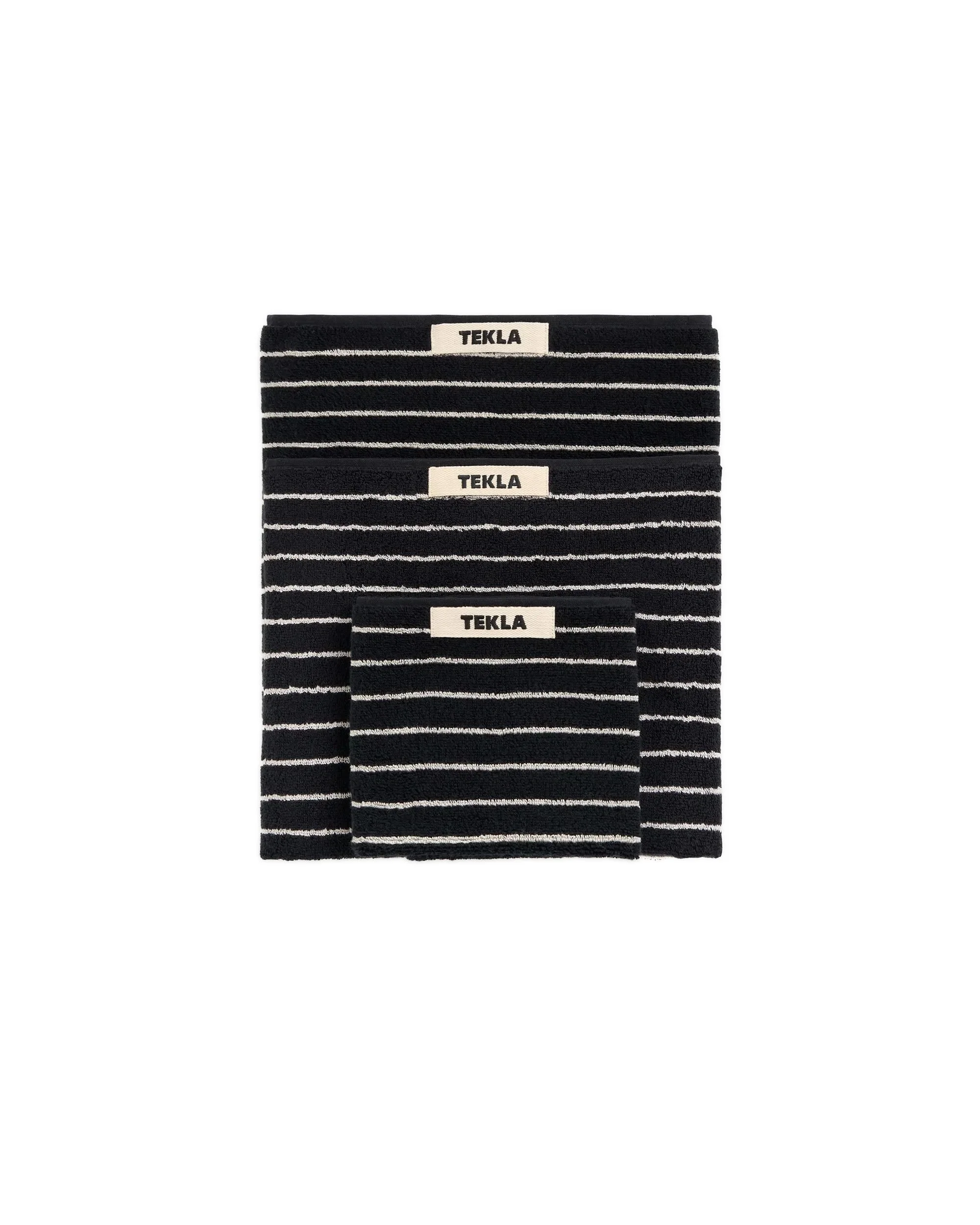 Tekla Terry Hand Towel Black Stripes - 1