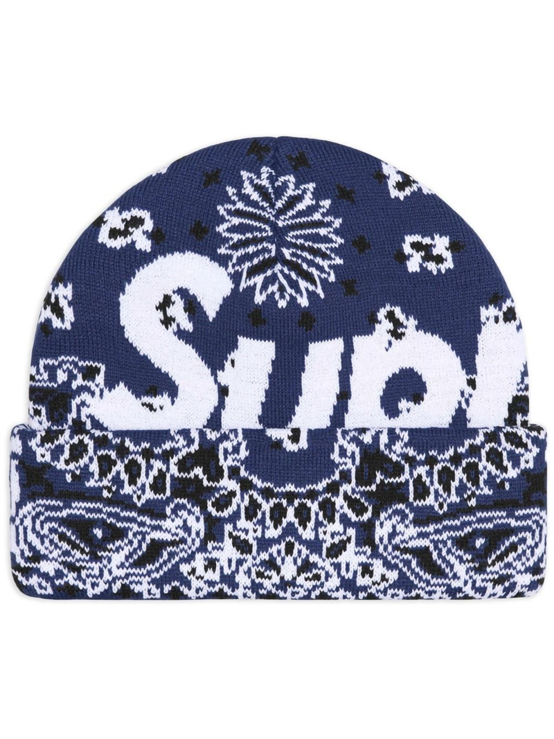 bandana-print beanie hat 1
