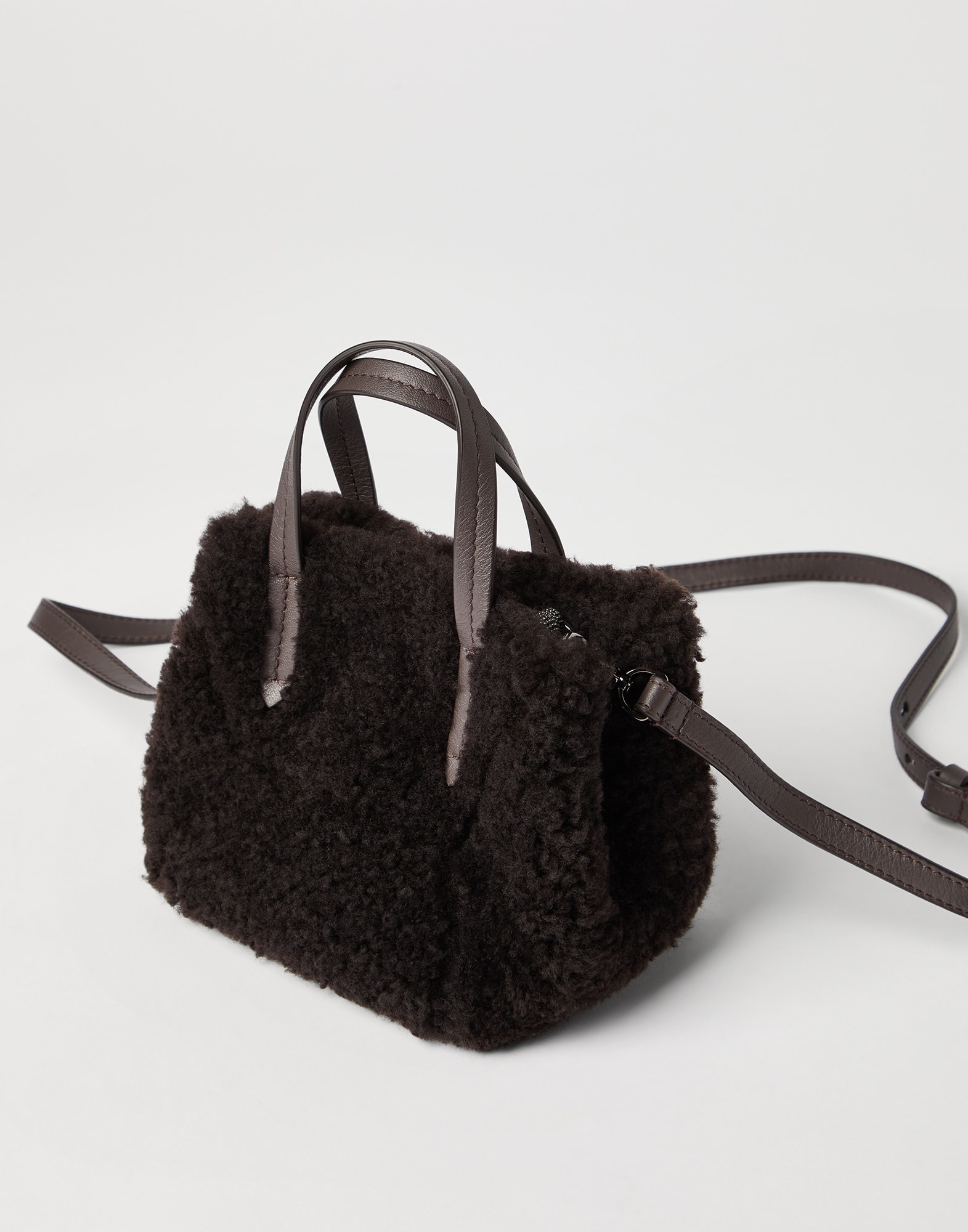 BC Duo mini bag in curly shearling with monili - 3