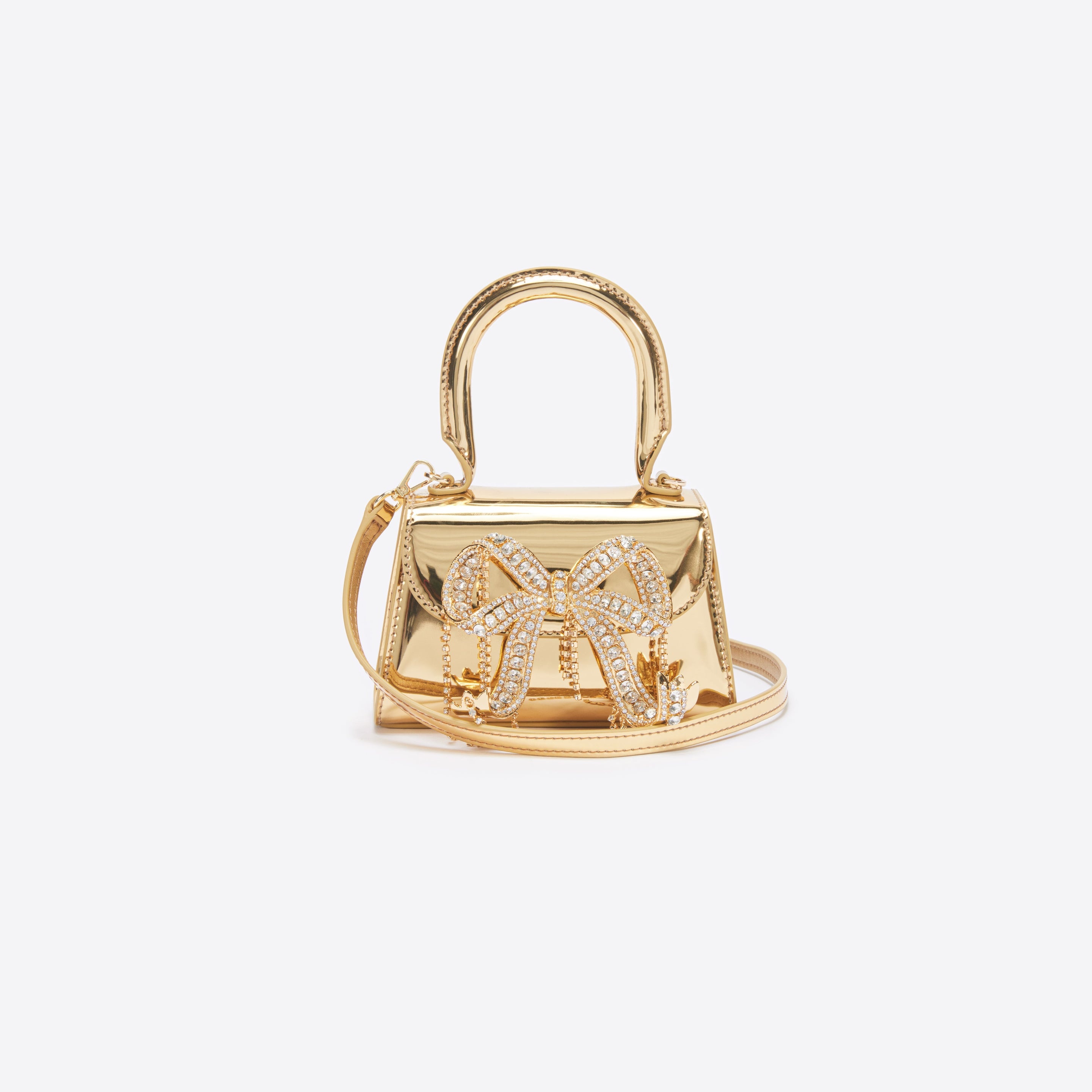 Gold Metallic Micro Bow Bag - 4