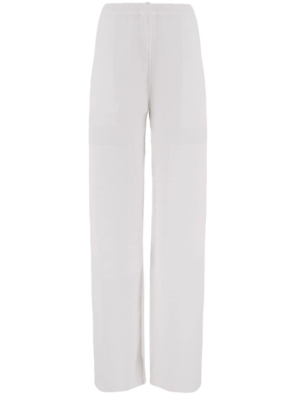 patch-detail linen-blend trousers - 1