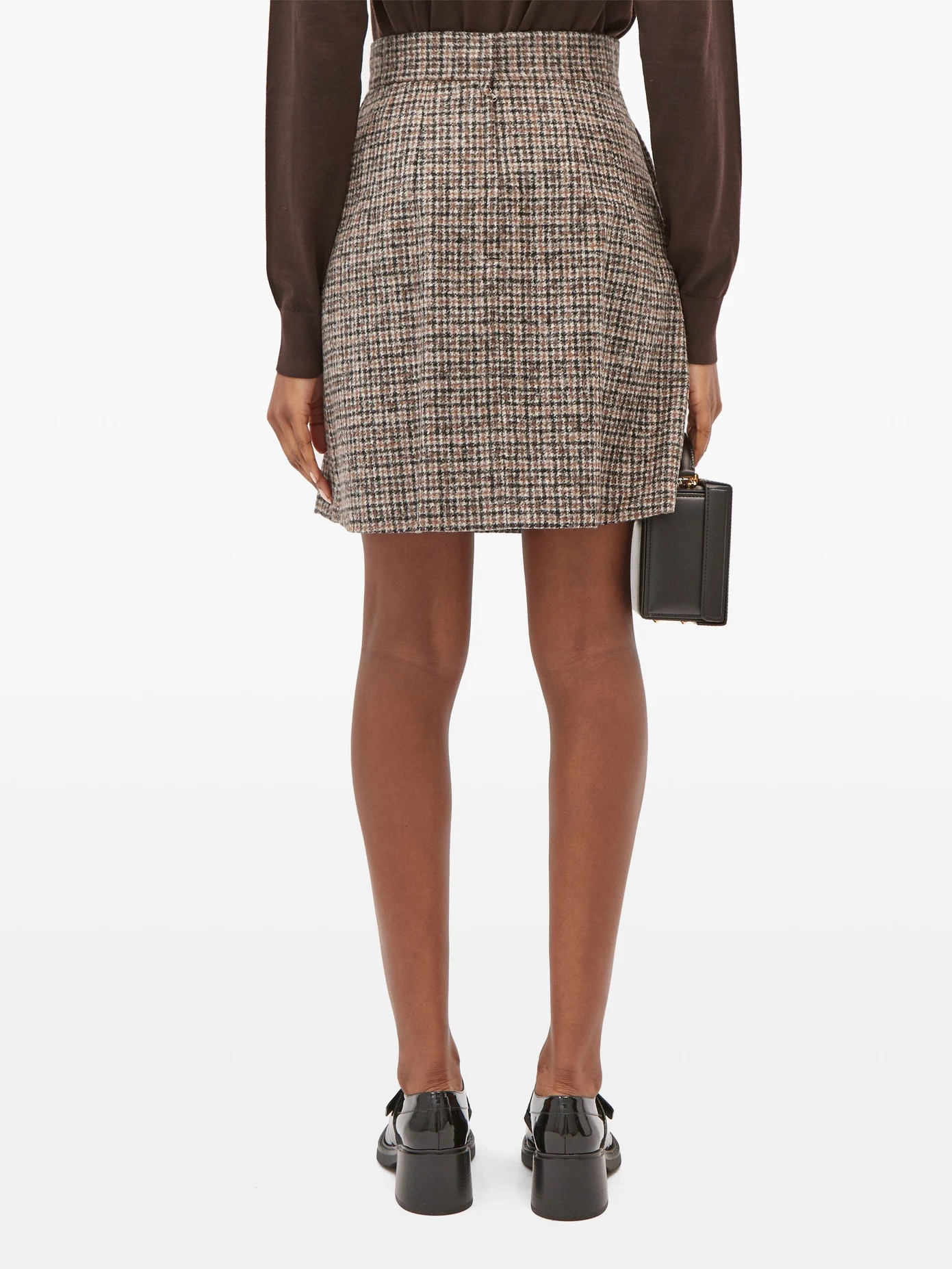 Checked alpaca-blend tweed mini skirt - 5