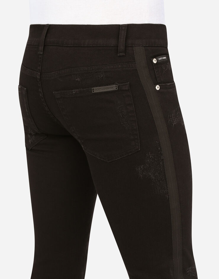 Black repaired skinny jeans with DG patch - 5