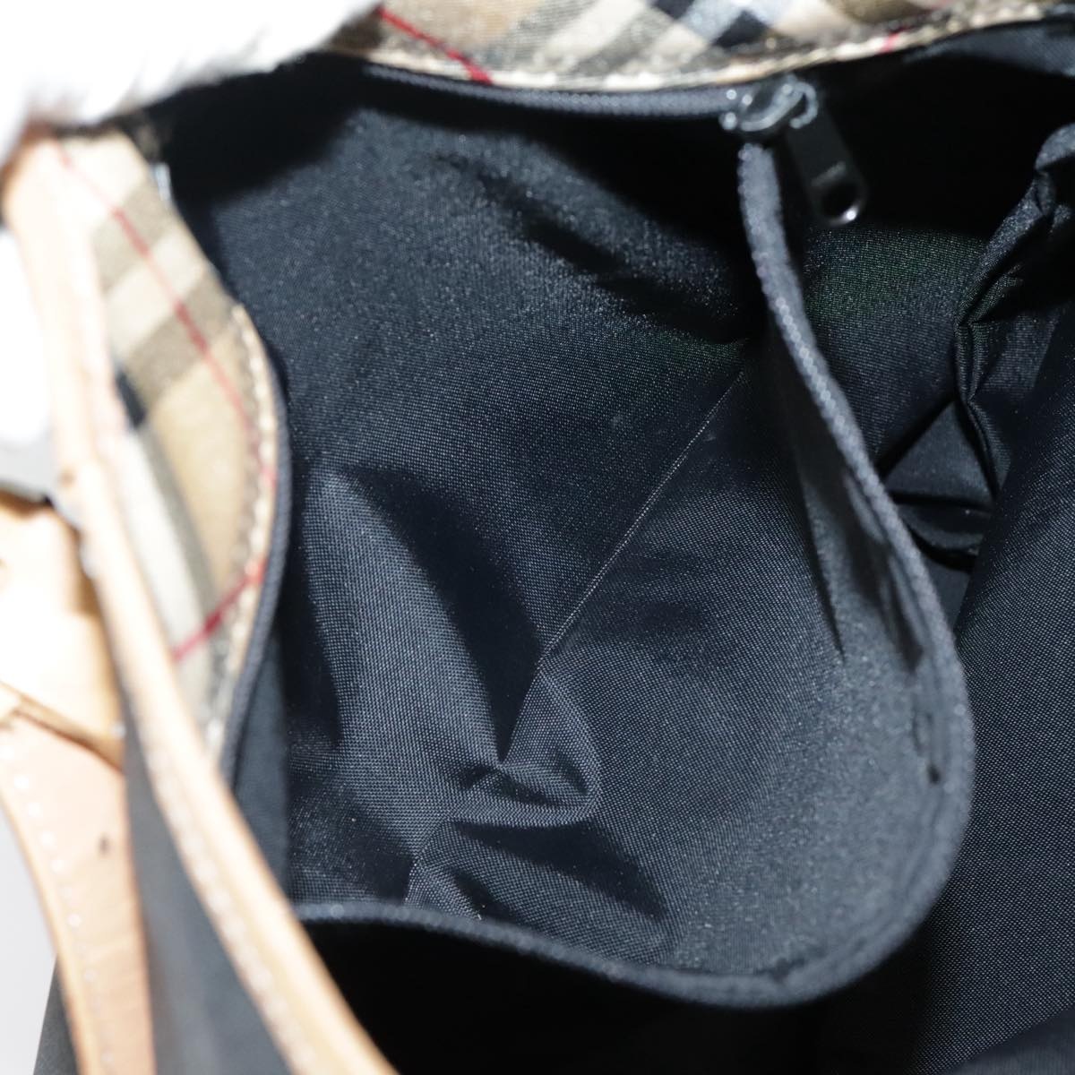 Burberry Nova Check Blue Label Tote Bag Nylon Black Beige - 12