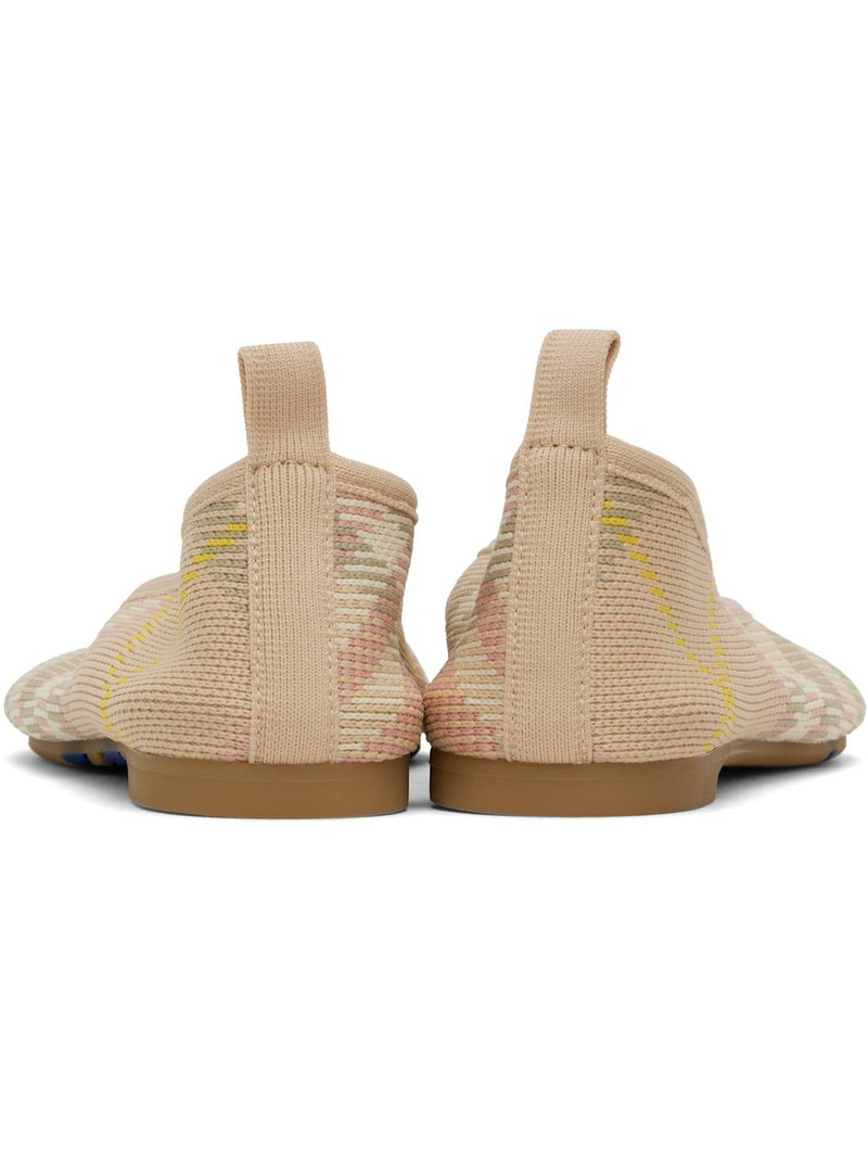 Beige & Pink Check Knit Baby Ballerina Flats 2