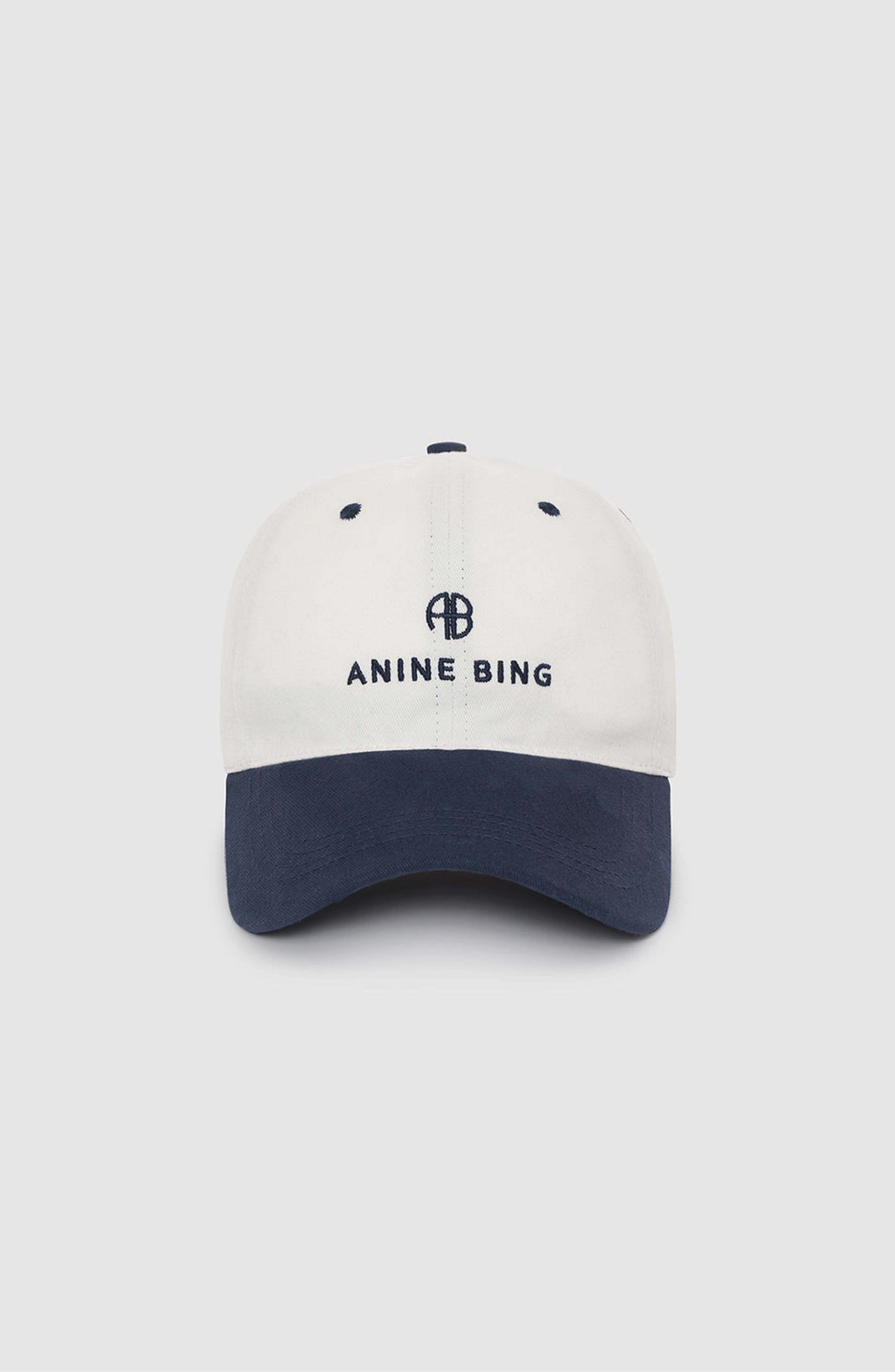 ANINE BING Jeremy Baseball Cap in Ivory /Navy at Nordstrom - 1