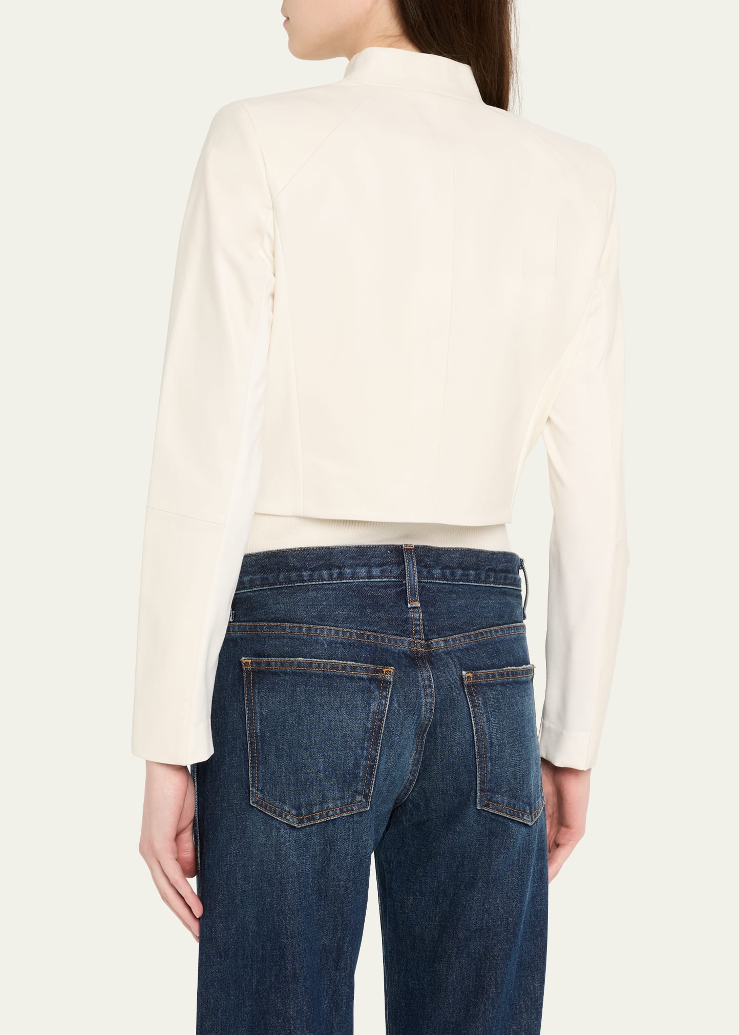 Harvey Draped Open-Front Leather Jacket - 3