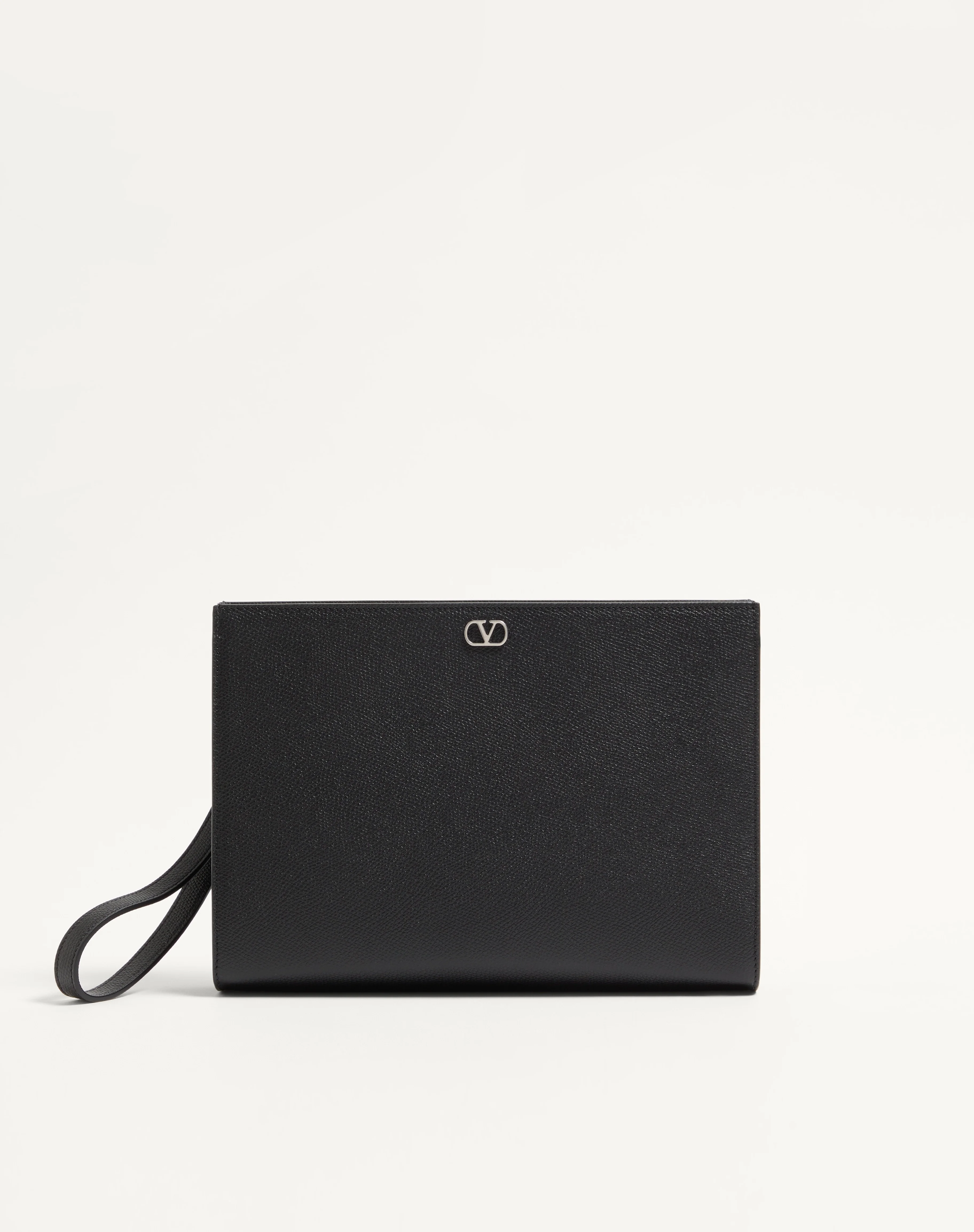 VALENTINO GARAVANI VLOGO SIGNATURE GRAINY CALFSKIN POUCH - 1