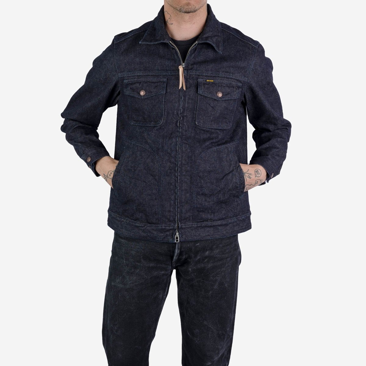 IHJ-122-IND 14oz Broken Twill Selvedge Denim Work Jacket - Indigo - 3