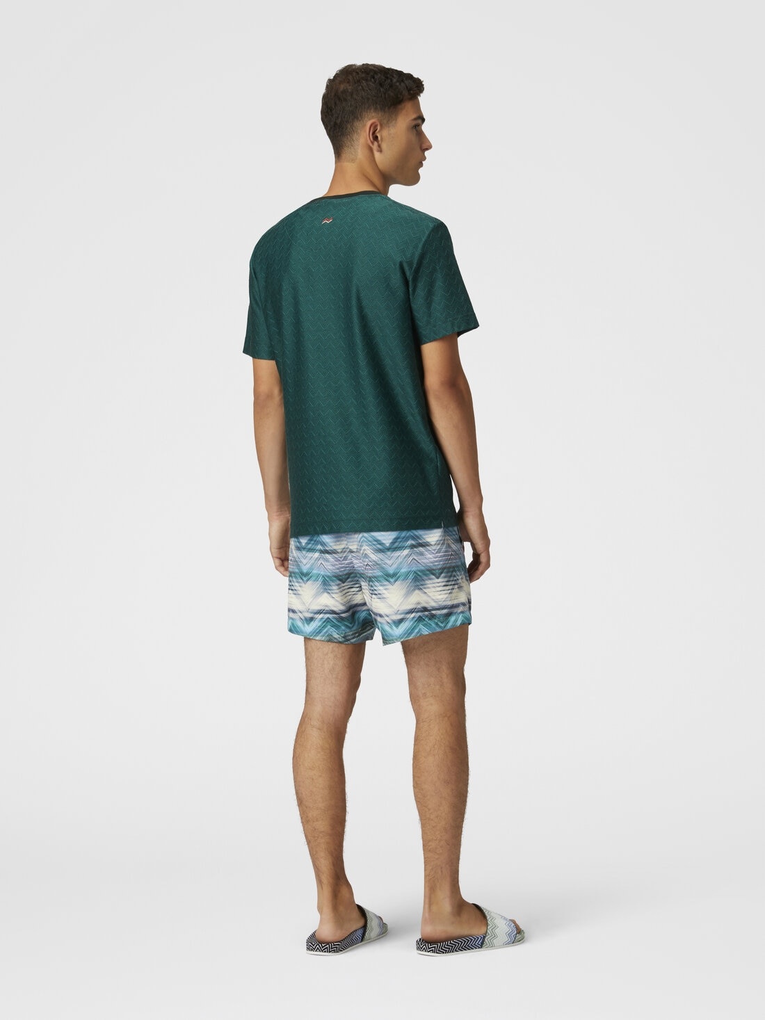 Tone-on-tone zig zag cotton jersey crewneck T-shirt - 3