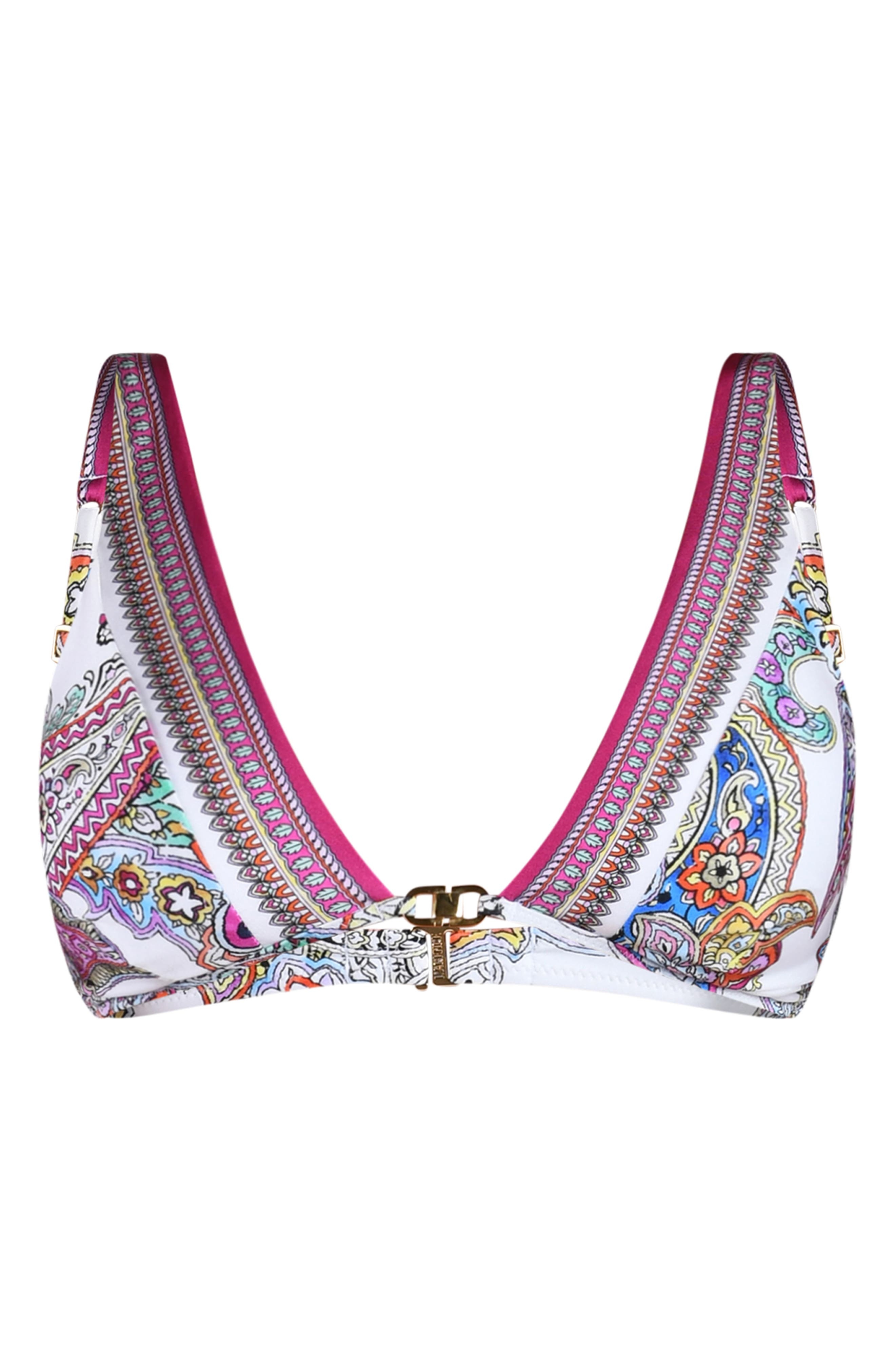 L'AGENCE Lexie Bright Paisley Bikini Top in White Multi at Nordstrom - 3