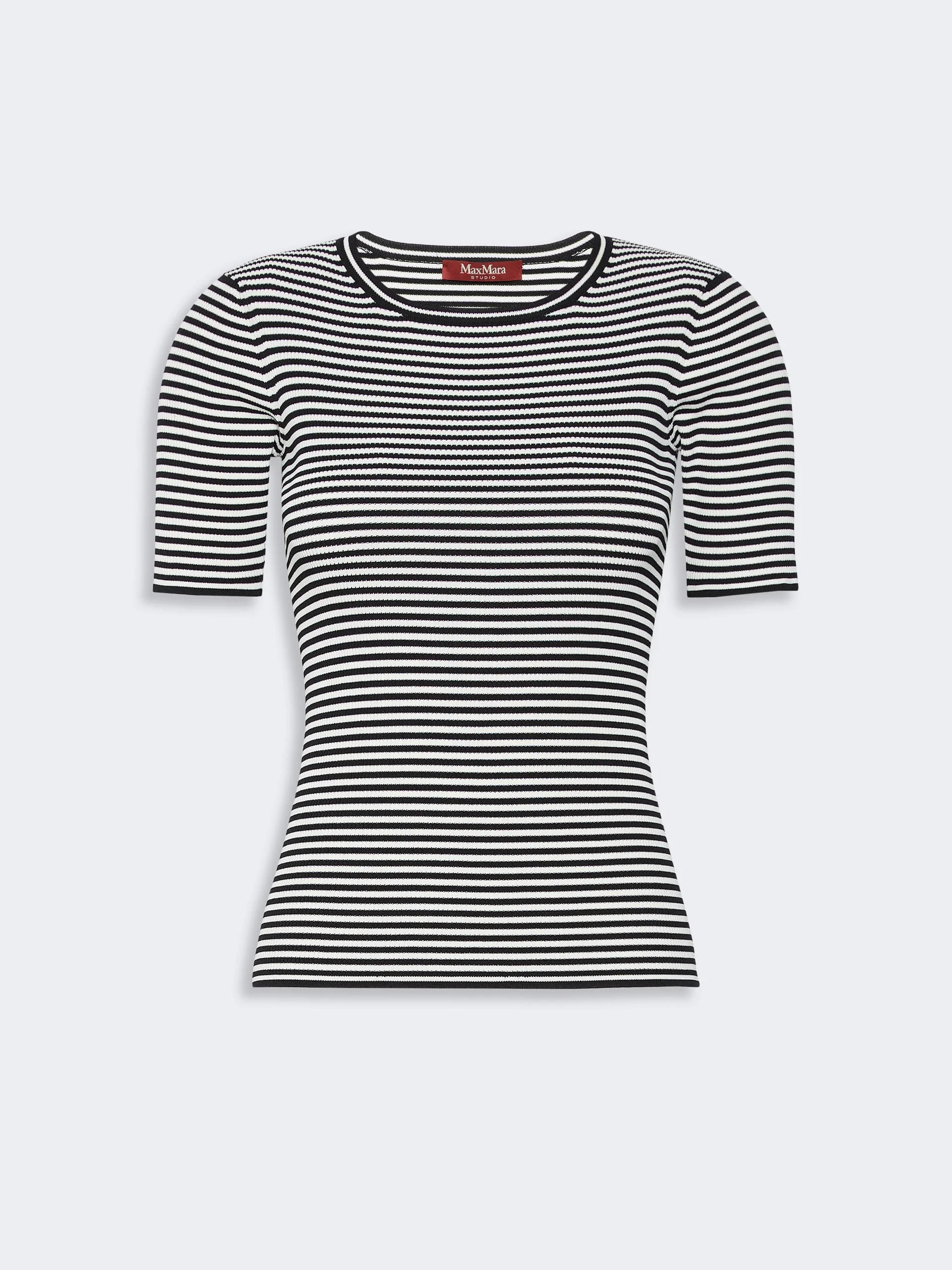 UMANO Slim-fit viscose crepe sweater - BLACK WHITE - 1