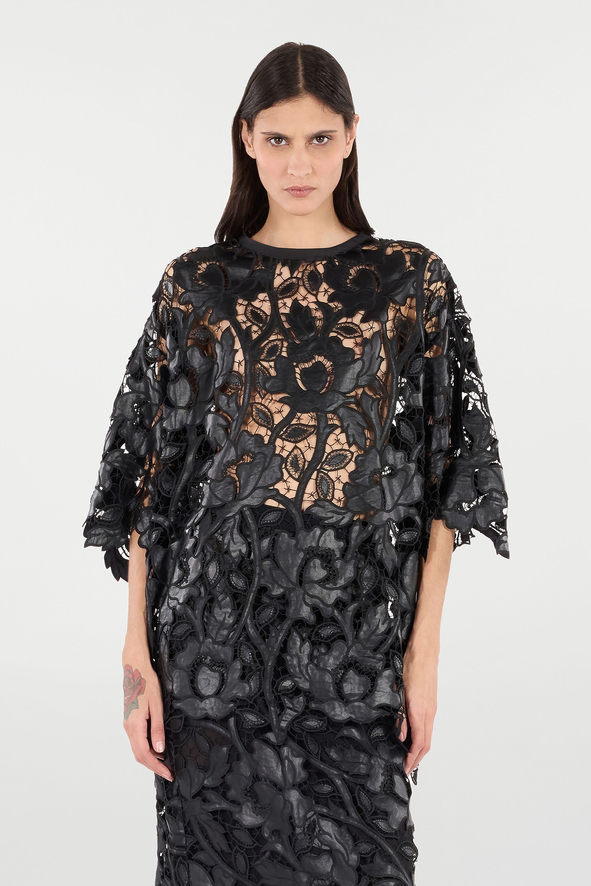 Lace Top With Floral Macramé - 3