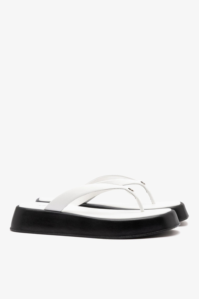 Roxy Thong Sandal Black and White Leather 3