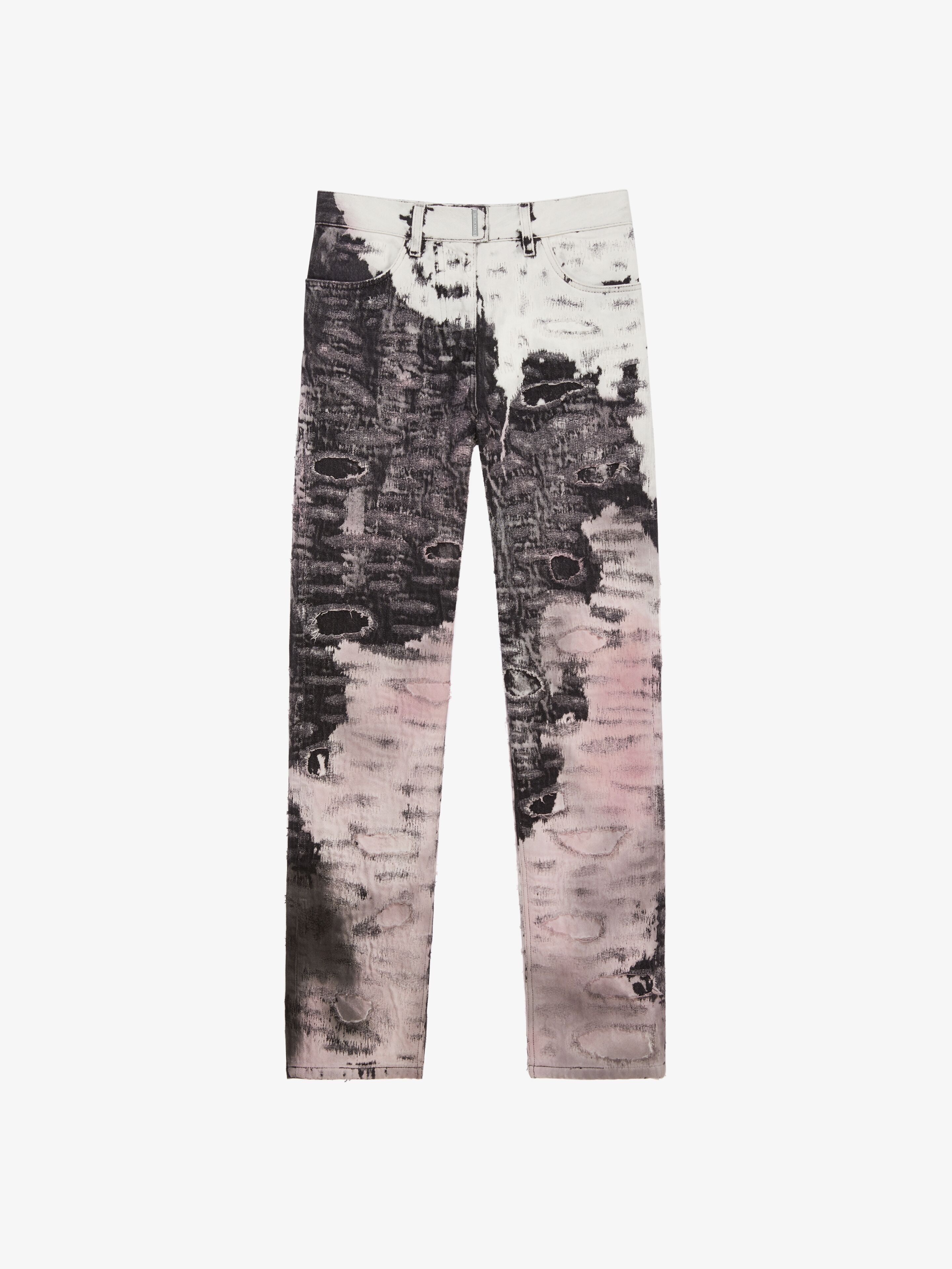 SLIM FIT JEANS IN DESTROYED DENIM - 1
