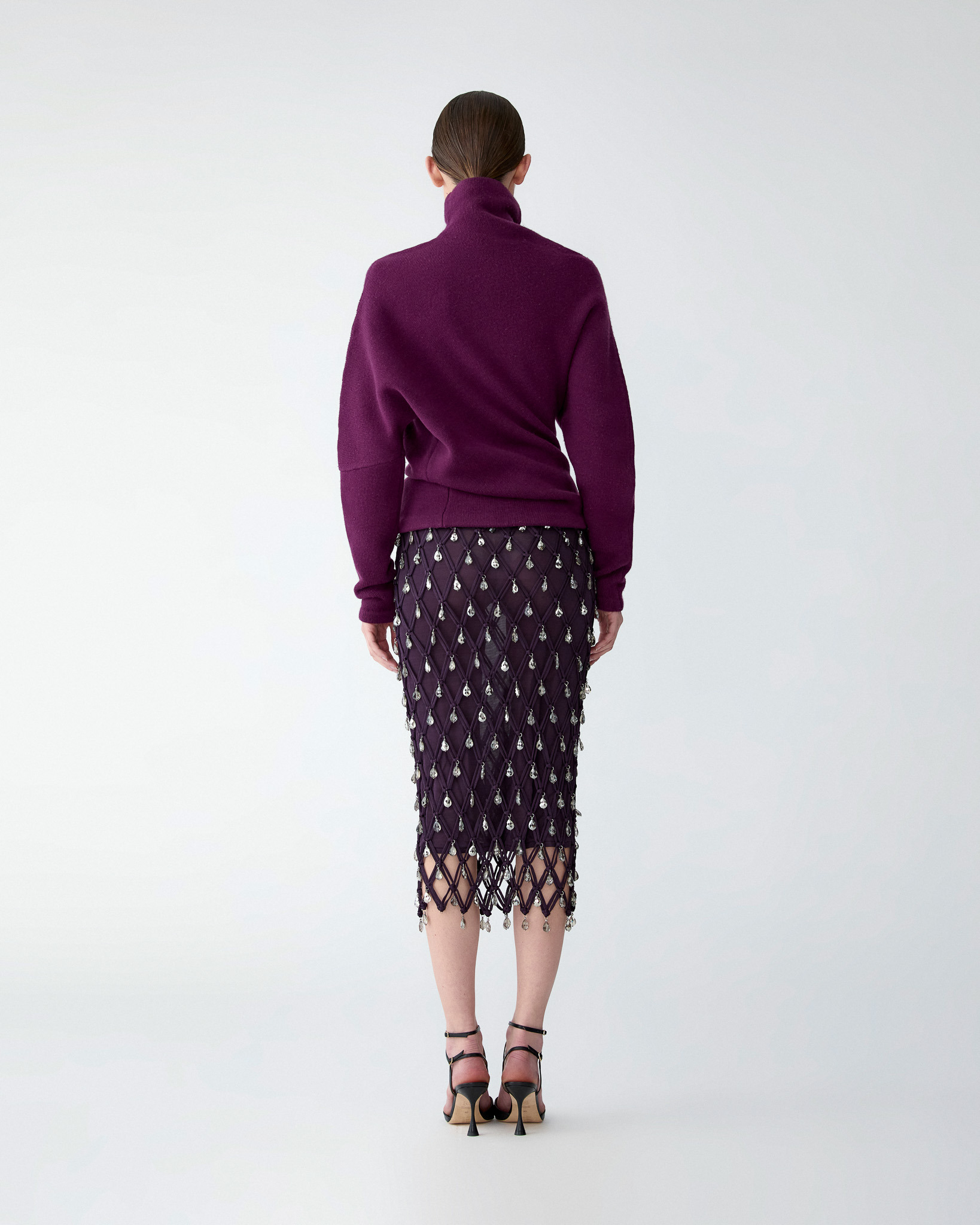 Macramé Midi Skirt with Raindrop Crystals - 3