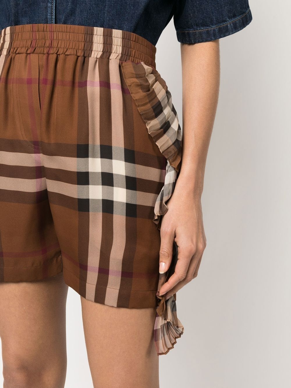 check-print silk shorts - 5