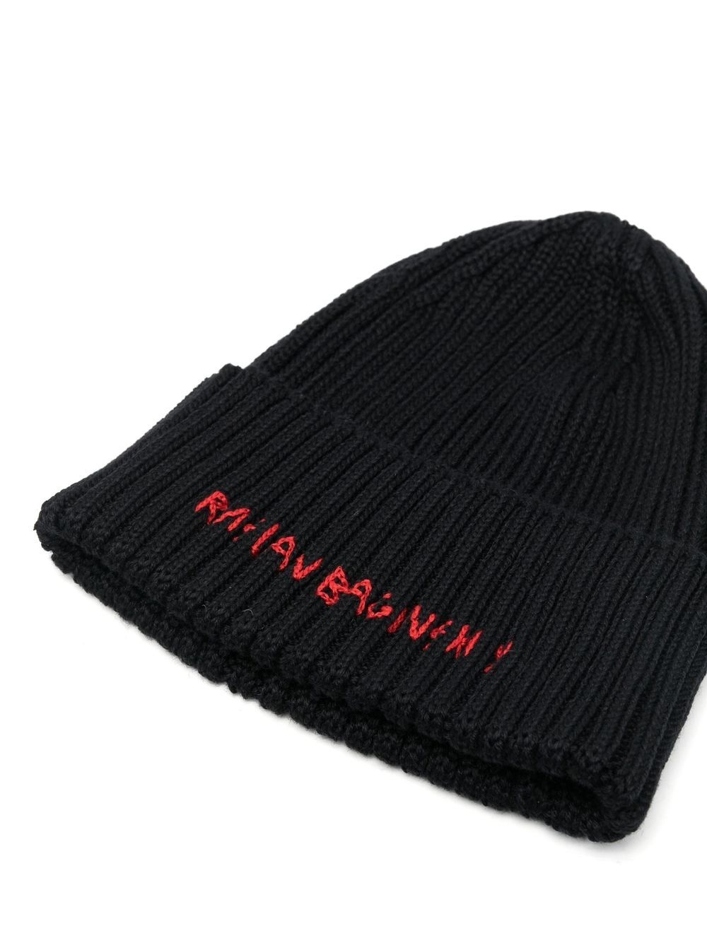 embroidered-logo knitted beanie - 2