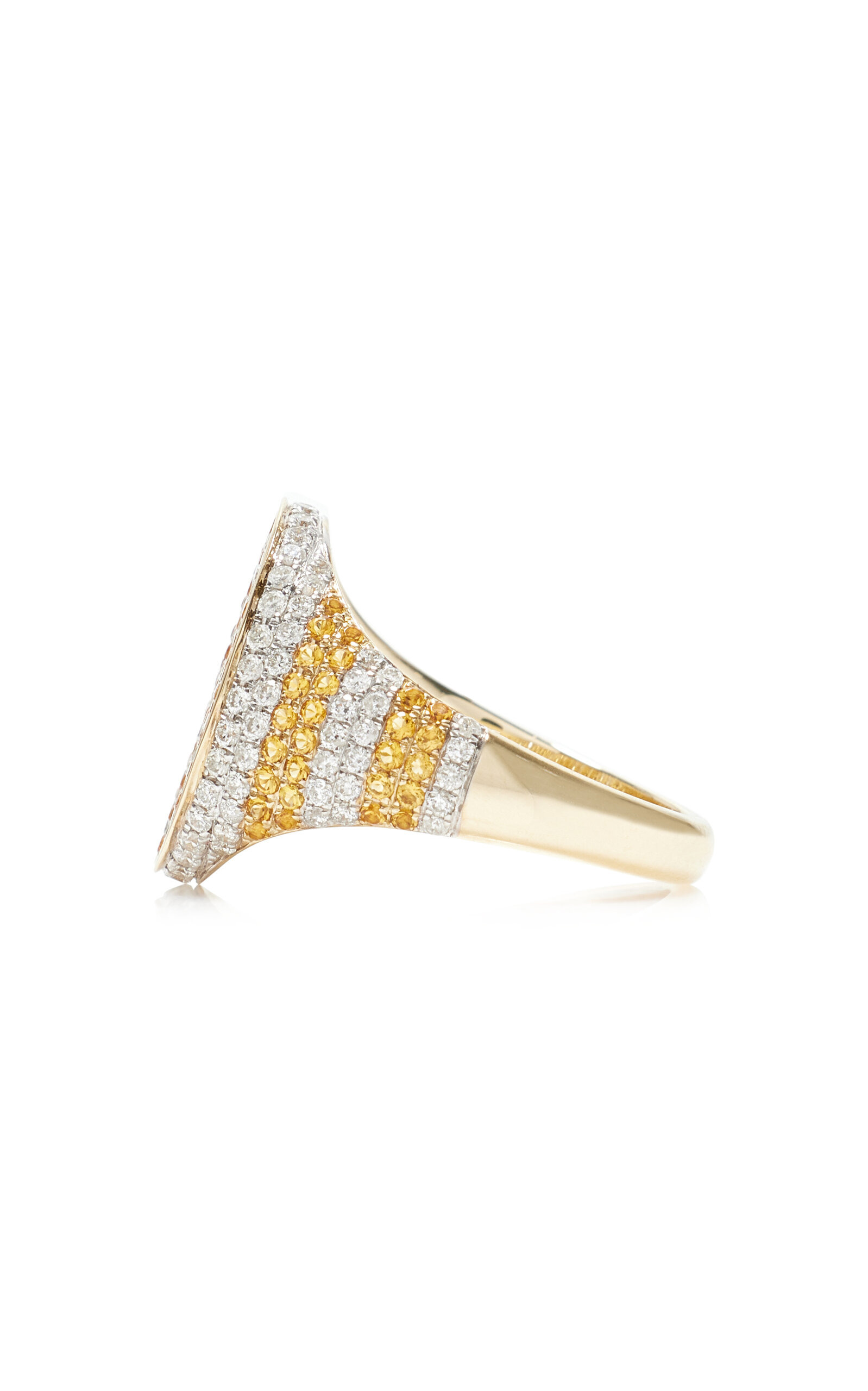 Exclusive Riviera 9K Yellow Gold Citrine, Diamond Signet Ring orange - 4
