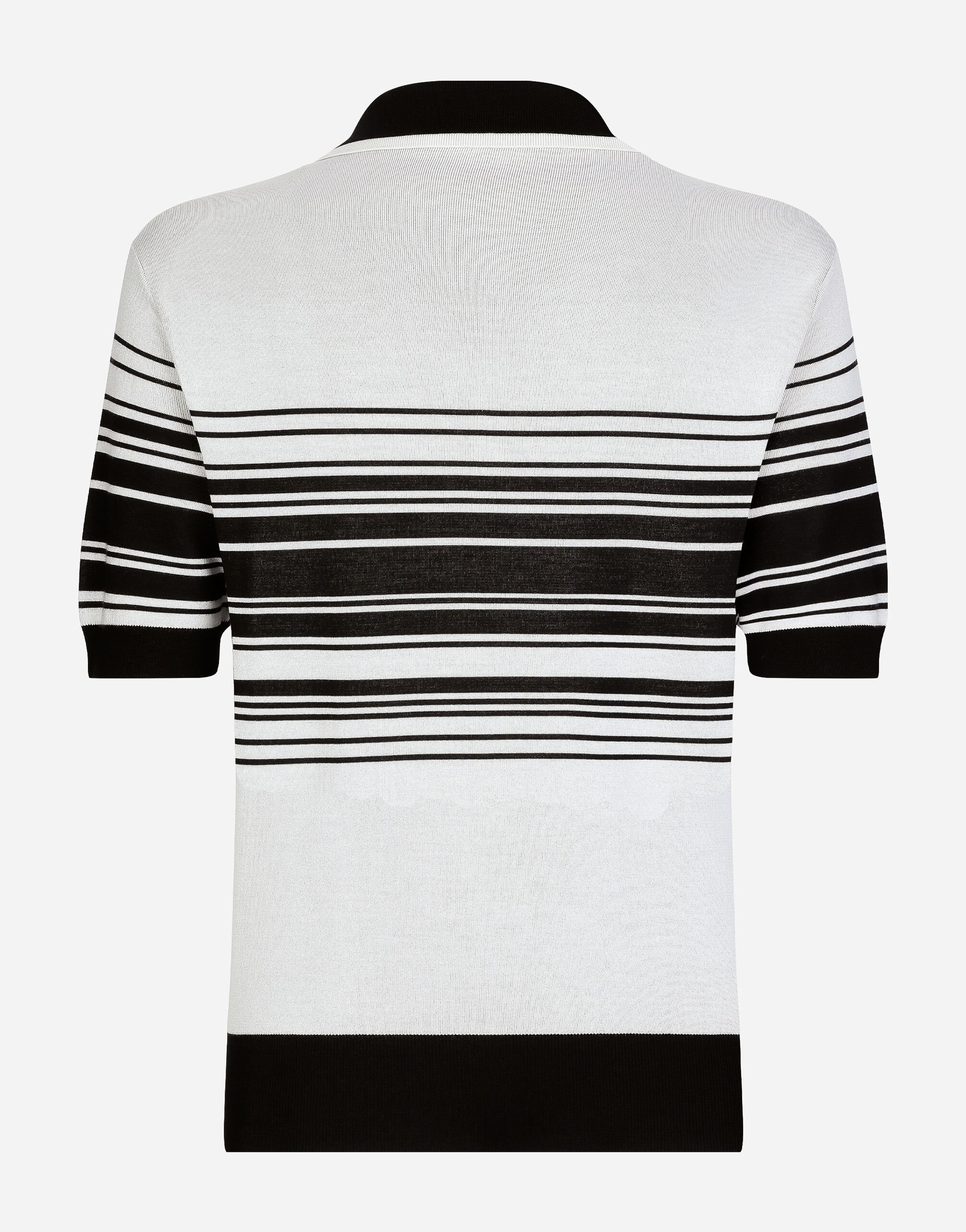 Silk jacquard V-neck polo-shirt with DG logo - 2