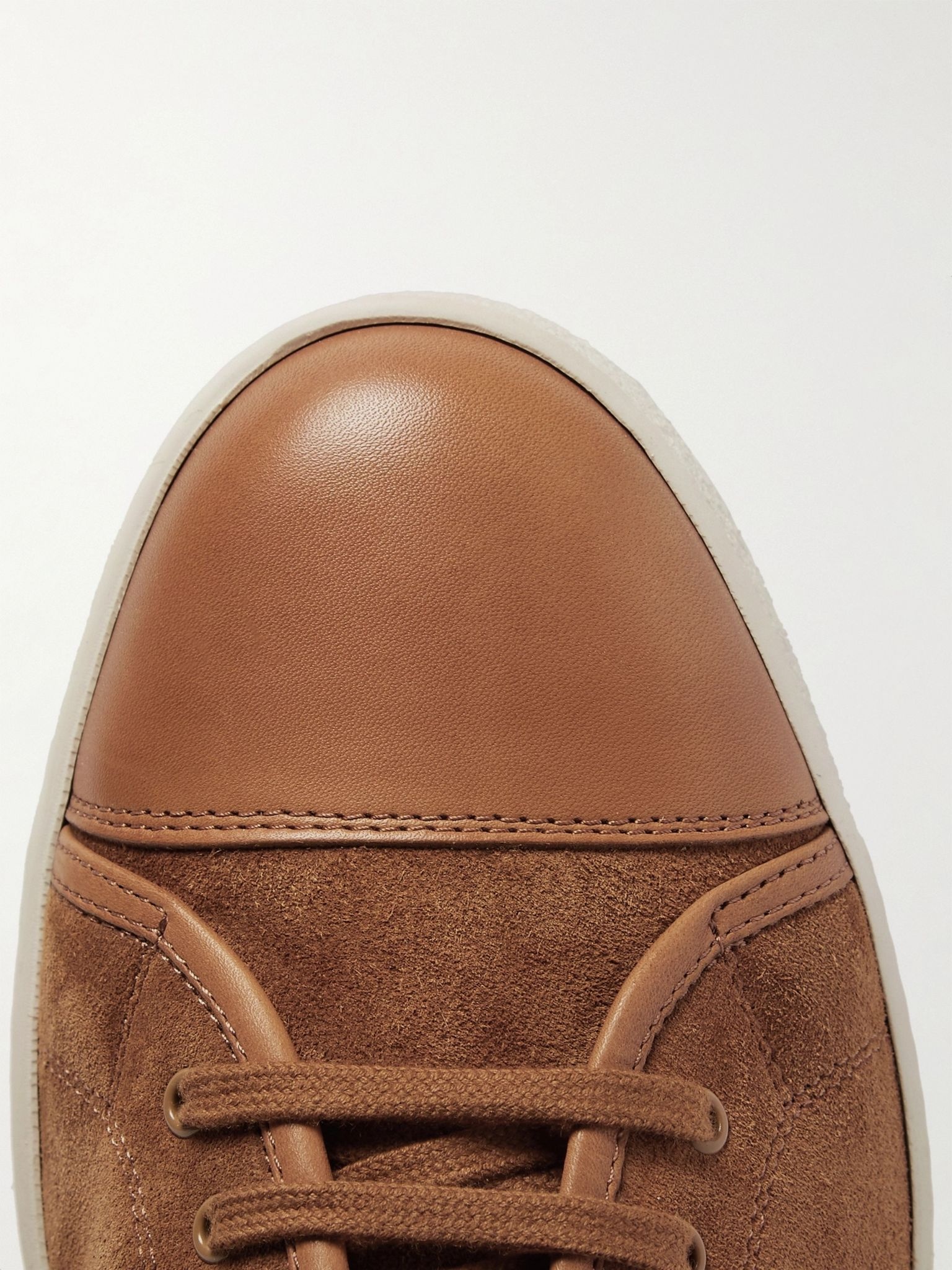 Levah Cap-Toe Suede and Leather Sneakers - 6