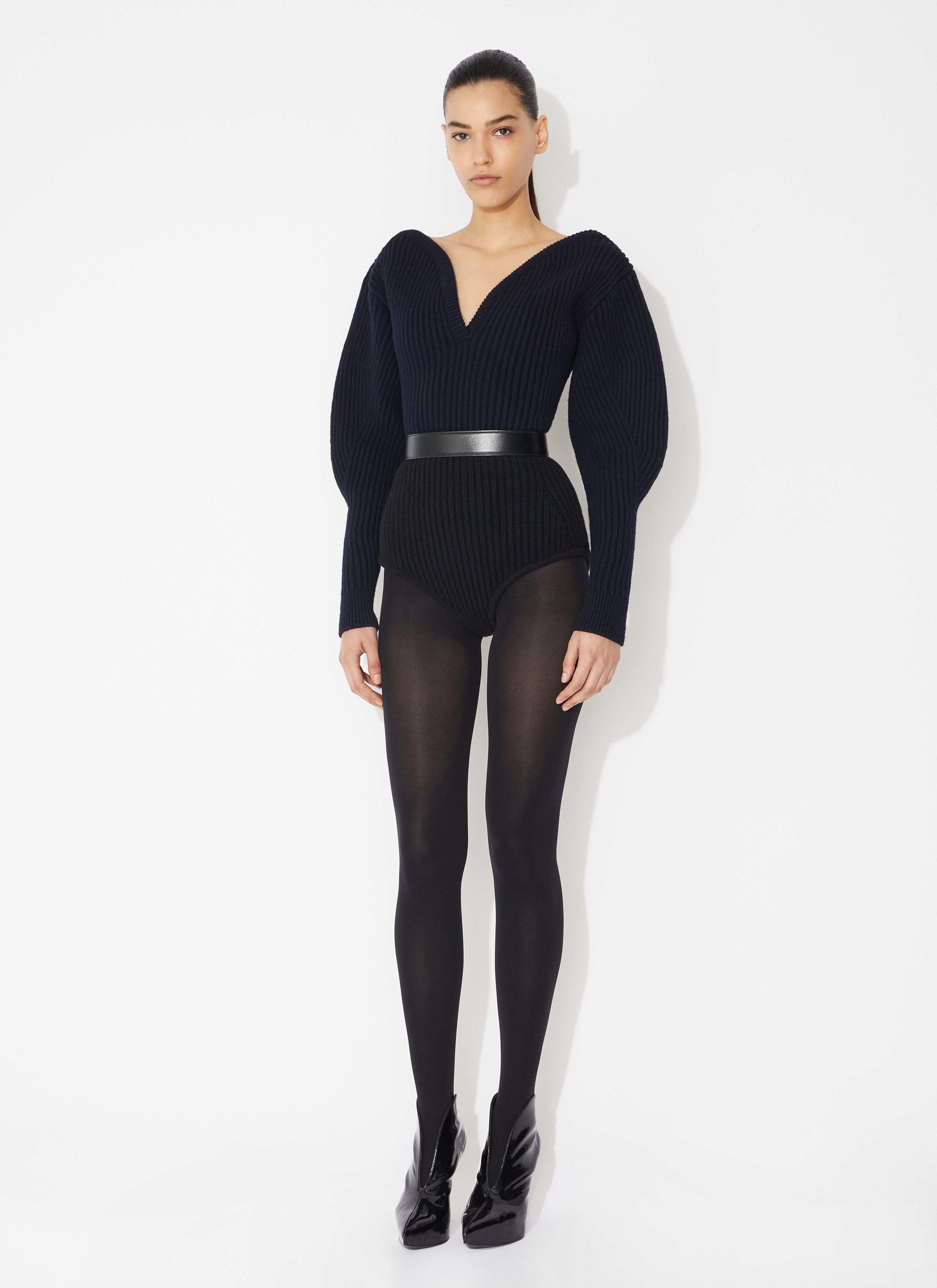 WOOL CASHMERE HEART RIB SWEATER - 2