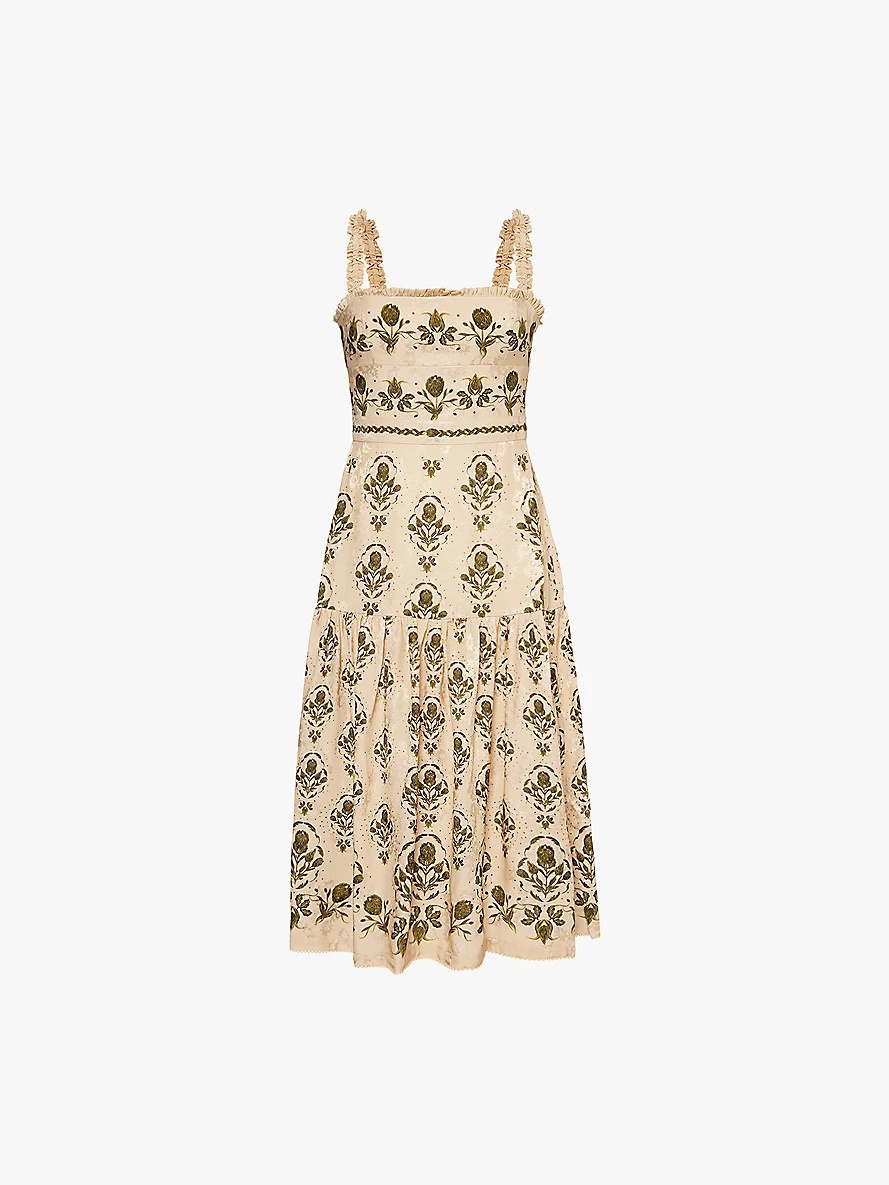 Nispero flower-print woven midi dress - 1