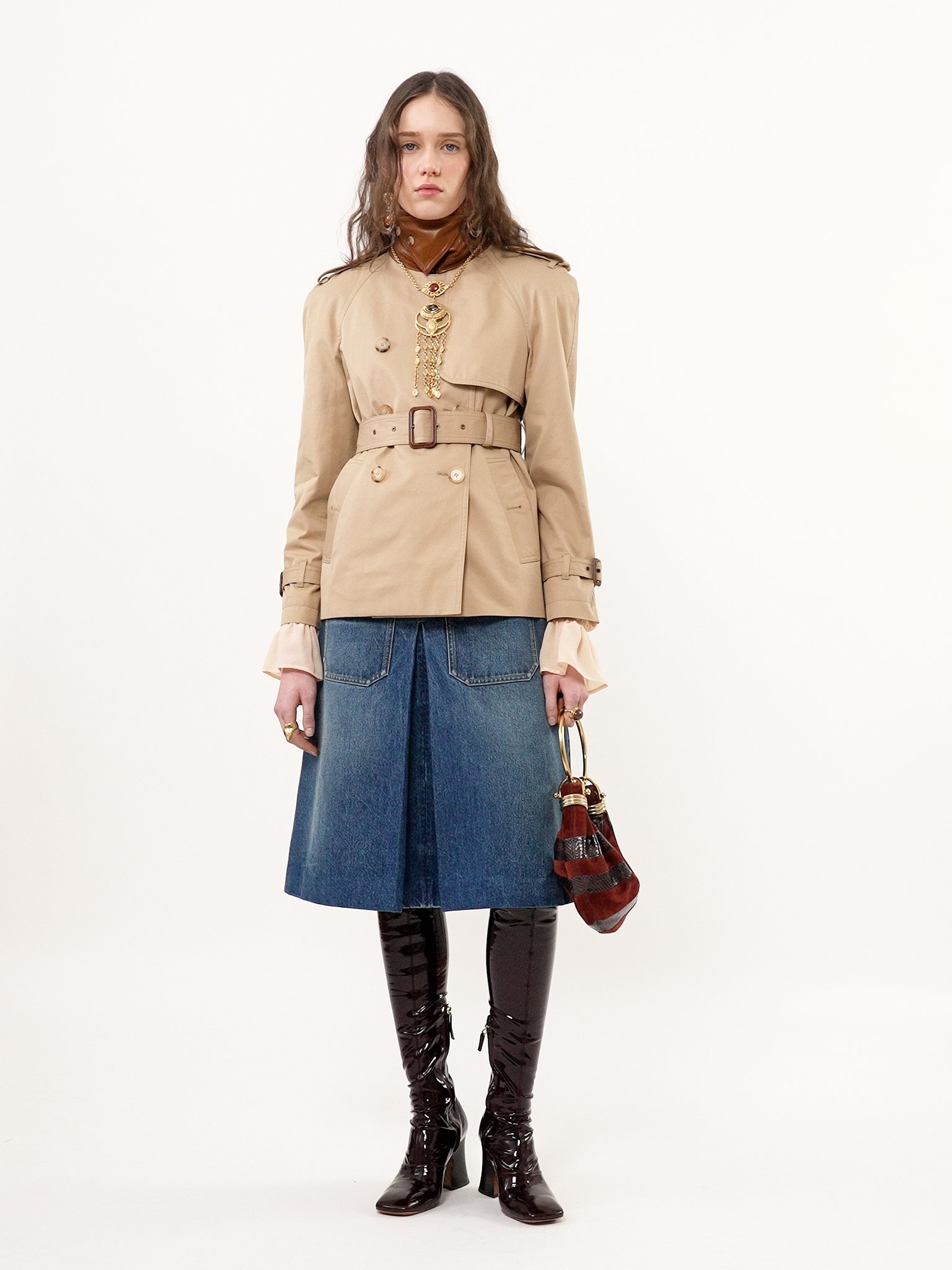 SHORT TRENCH COAT IN COTTON GABARDINE - 5