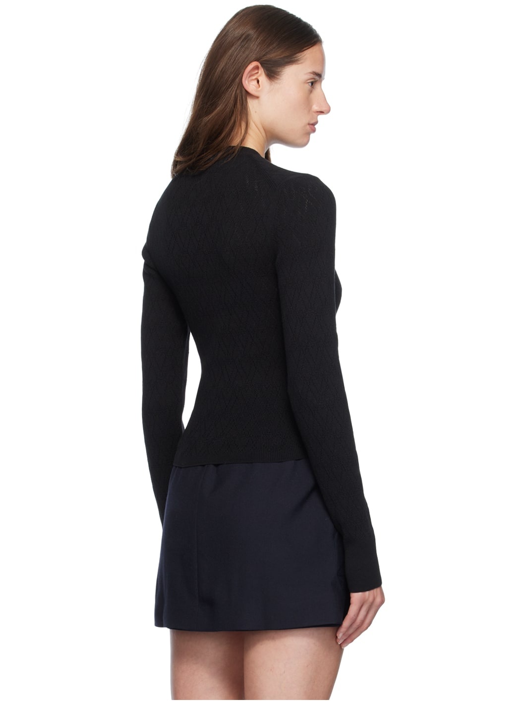 Black Pointelle Sweater - 3