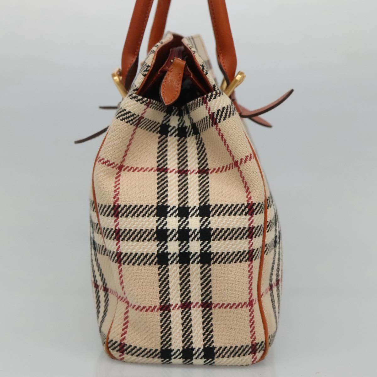 Burberry Nova Check Hand Bag Wool Beige Gold - 3