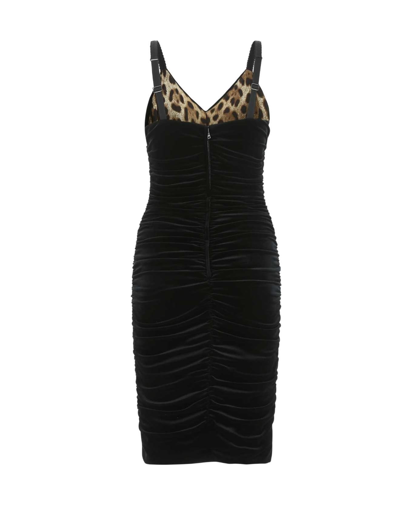 Black Velvet Mini Dress - 2