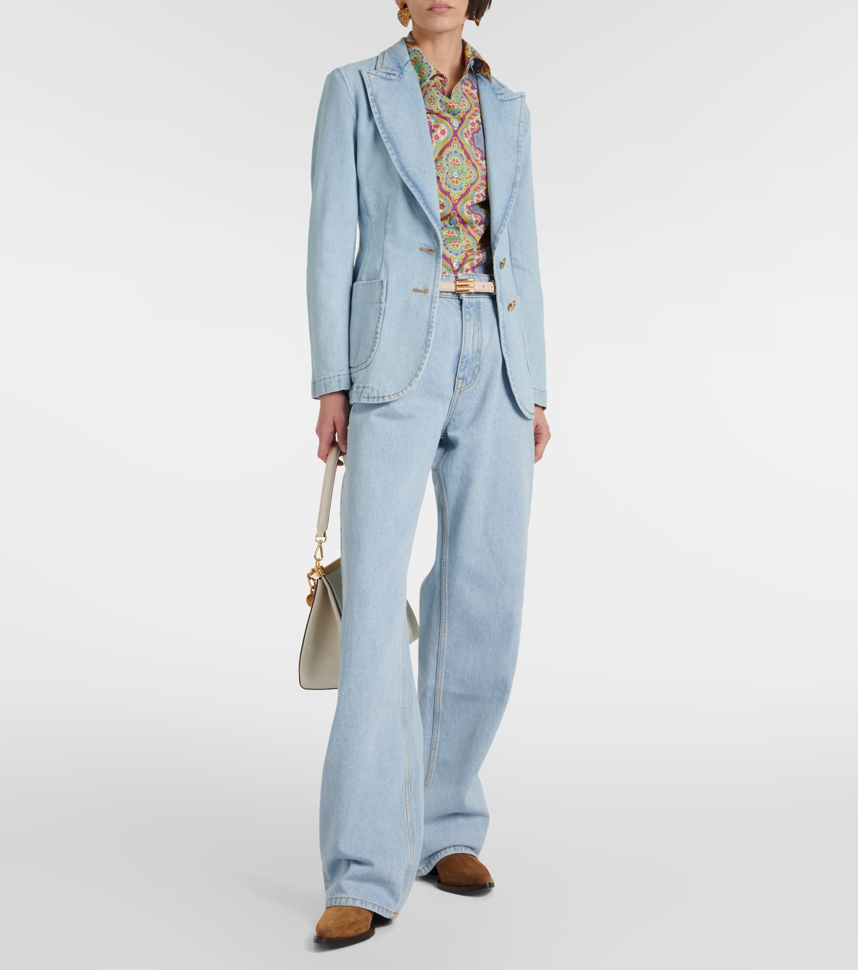 Embroidered denim blazer - 2