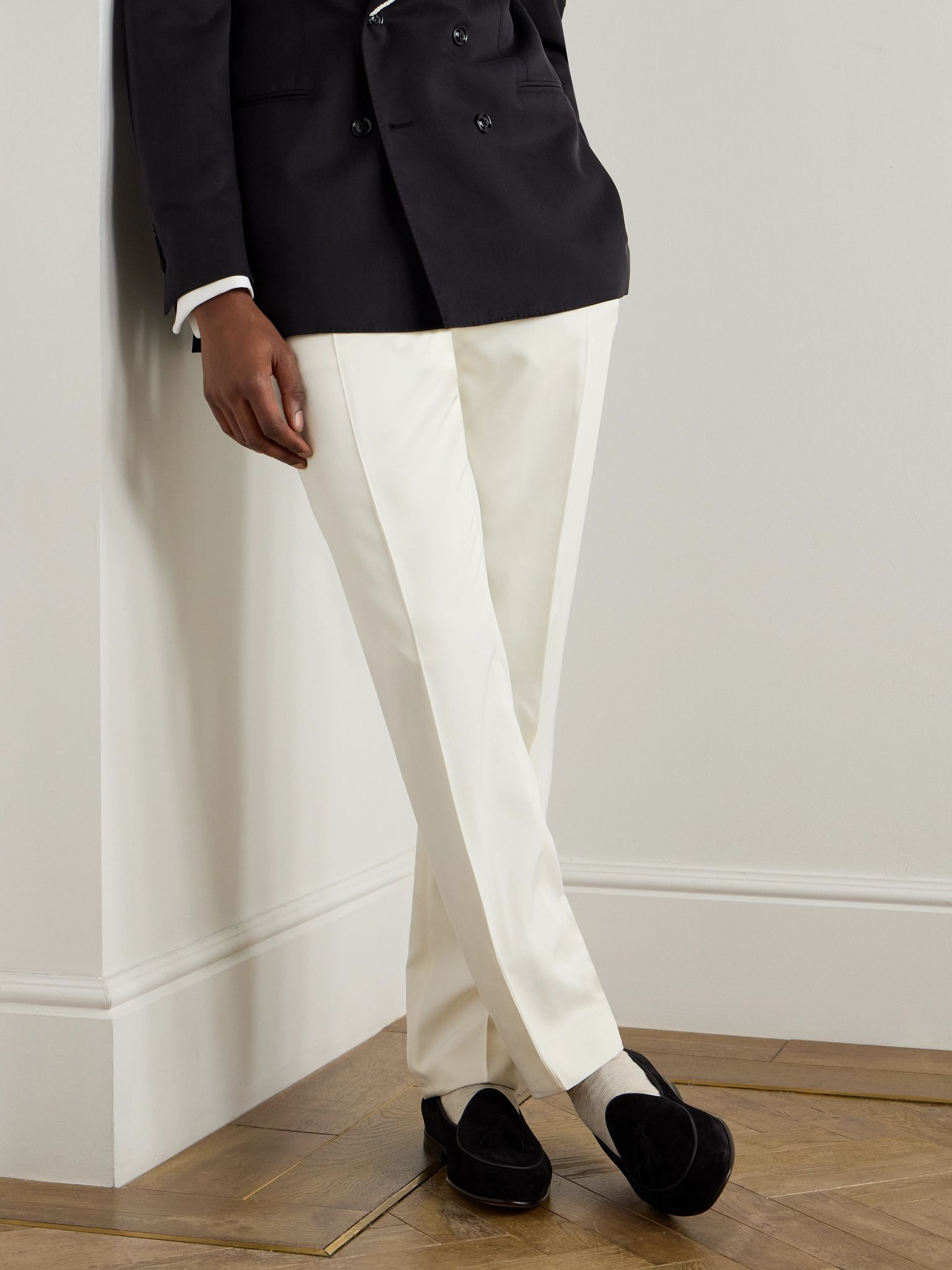 Tasselled Leather-Trimmed Suede Loafers Black - 2
