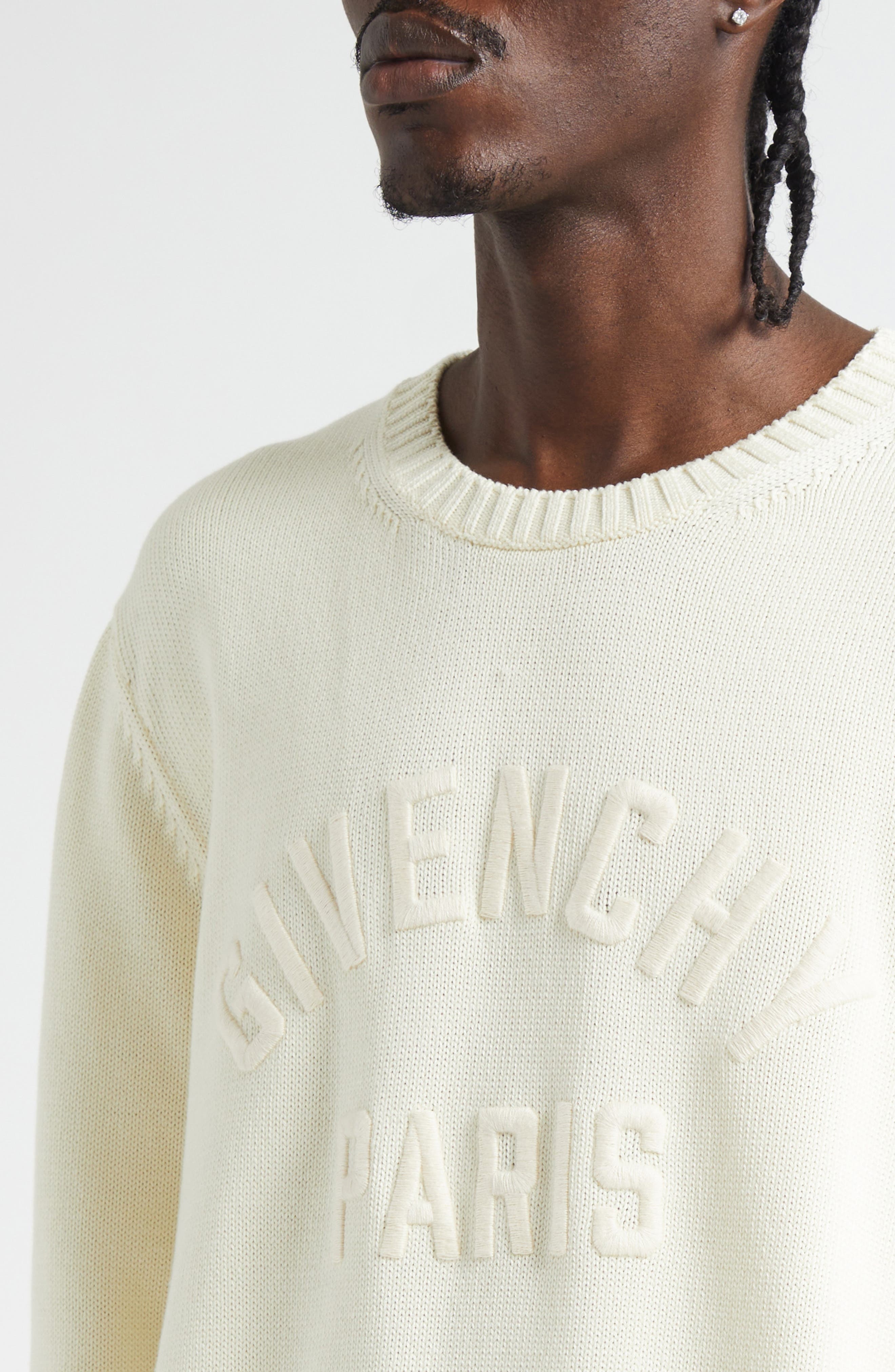 Givenchy Embroidered Logo Crewneck Sweater in Ecru at Nordstrom - 5
