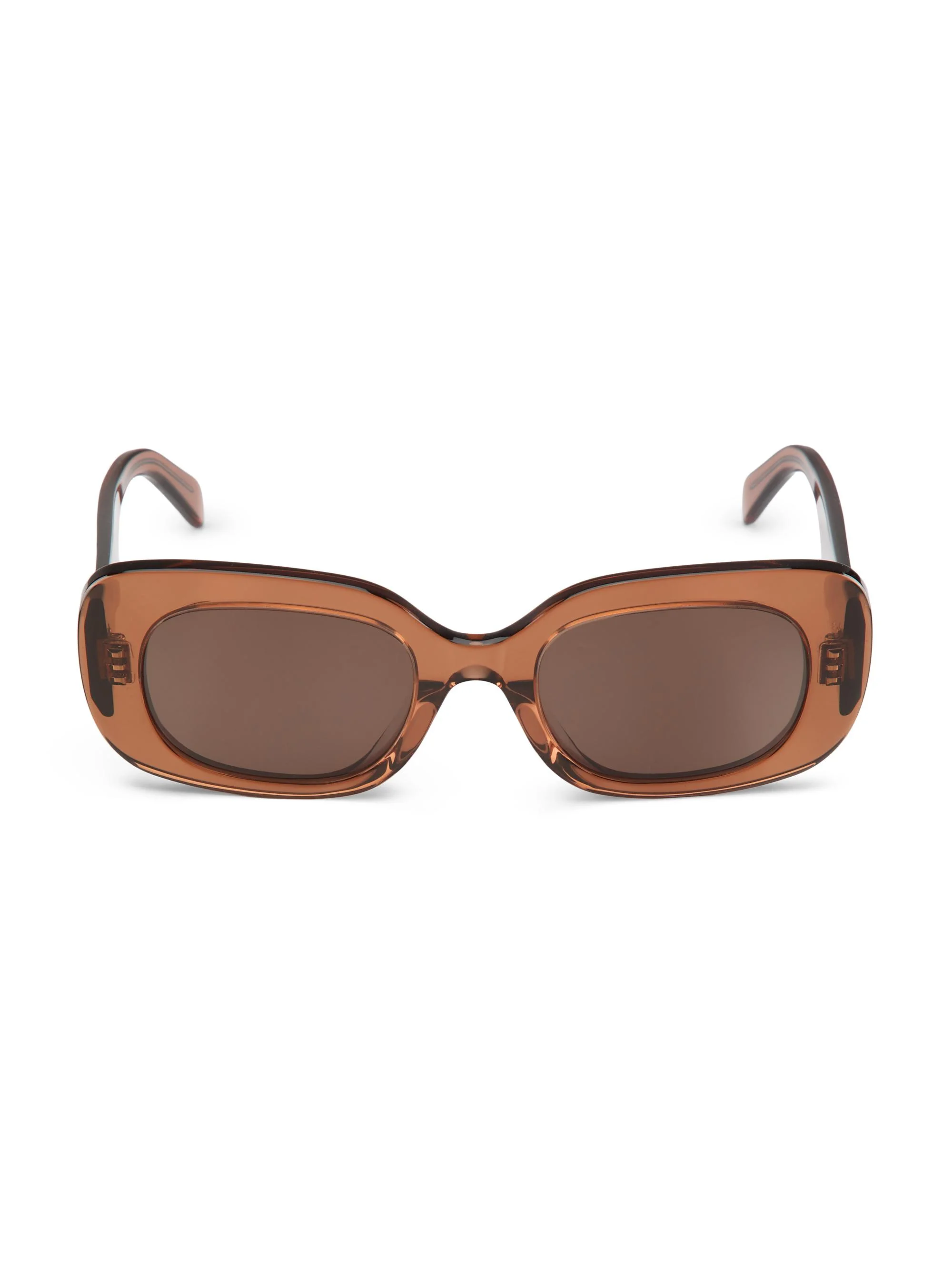 Women's Bold 3 Dots 51MM Rectangular Sunglasses - Shiny Dark Brown - 1