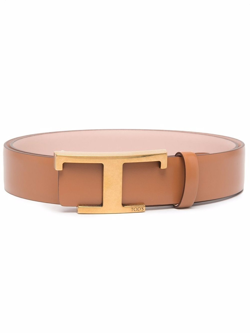 logo-buckle leather belt 1