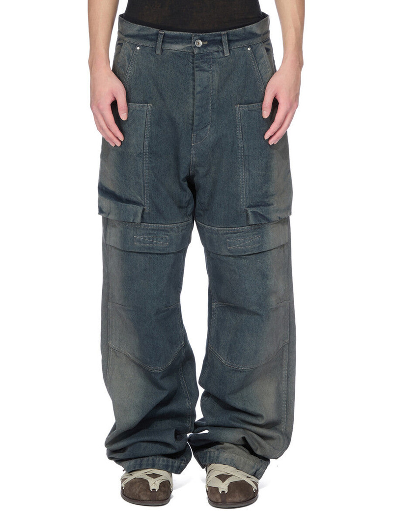 Stefan Wide-Leg Distressed Denim Cargo Trousers Dark gray 1