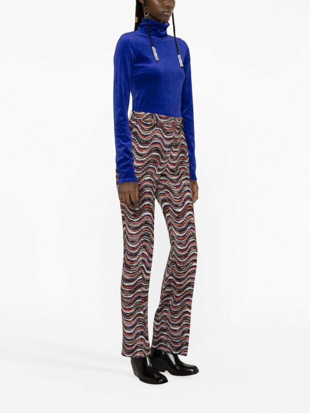 jacquard straight-leg trousers - 4