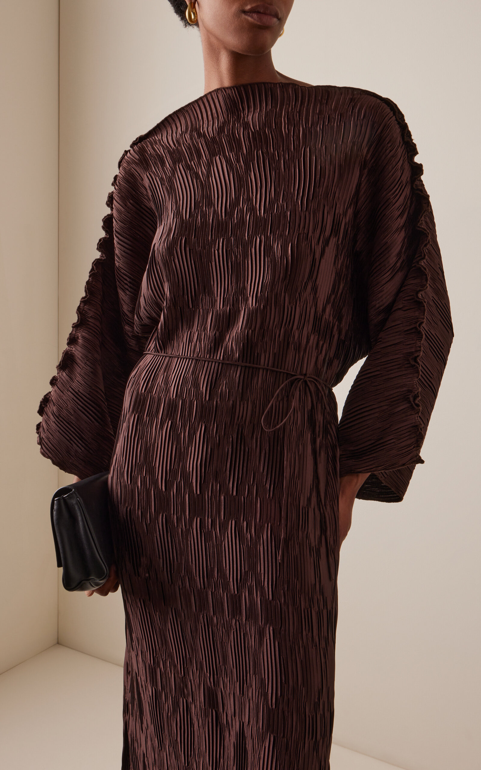 Tralaido Plisse Dress brown - 3