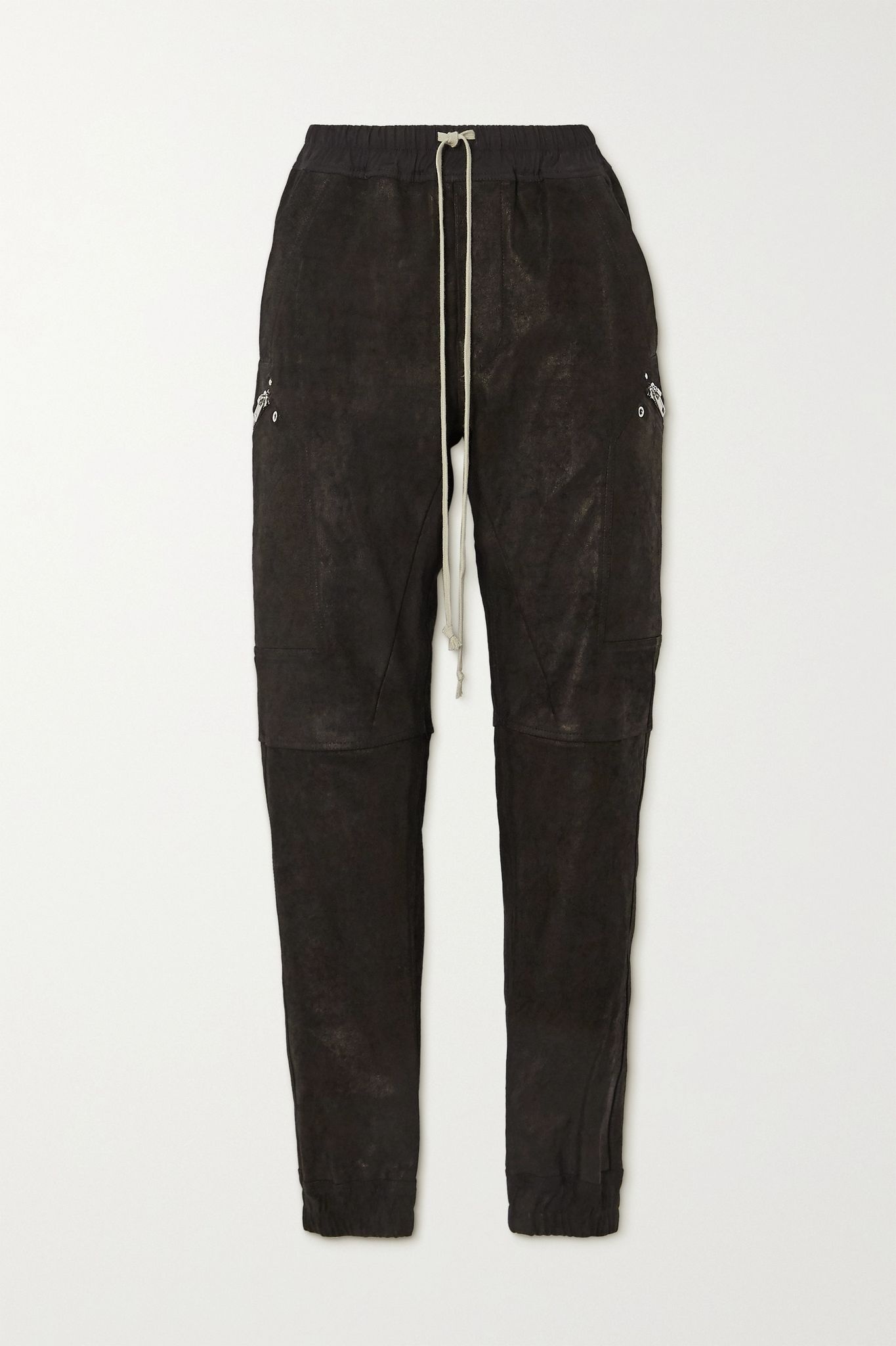 Stretch-leather and cotton-blend track pants - 1